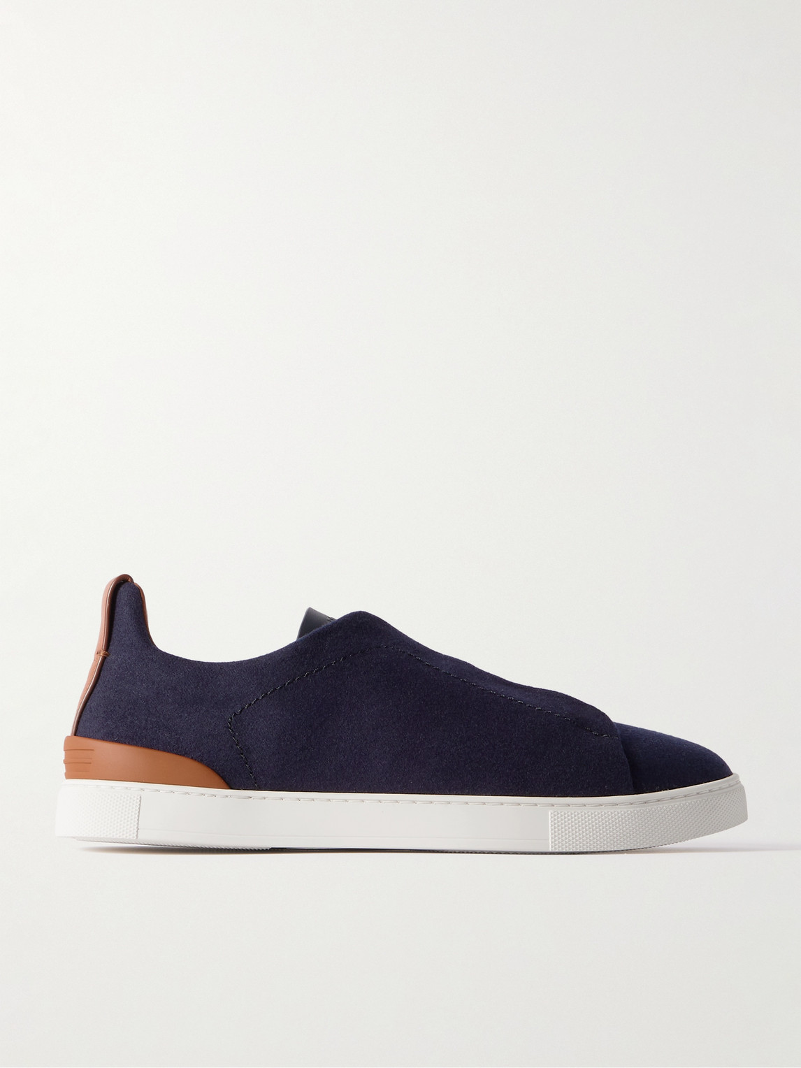 Zegna Triple Stitch™ Leather-Trimmed Wool Slip-On Sneakers - Men