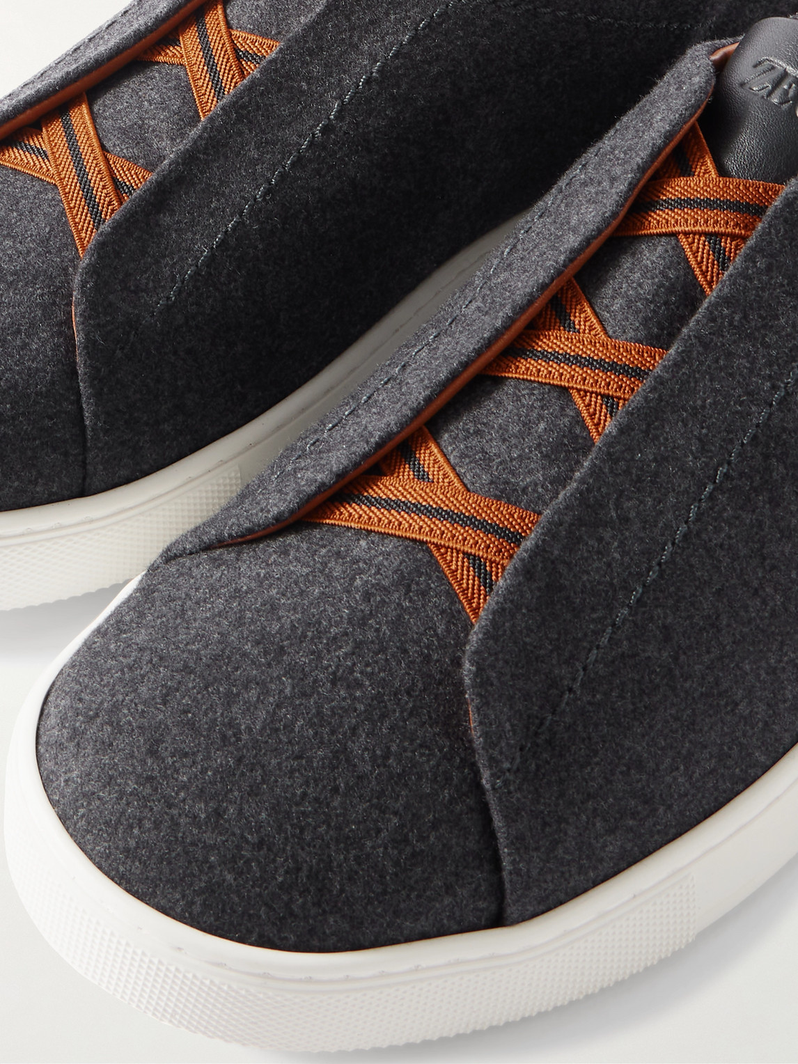 Zegna Triple Stitch™ Leather-trimmed Wool Slip-on Sneakers In Gray