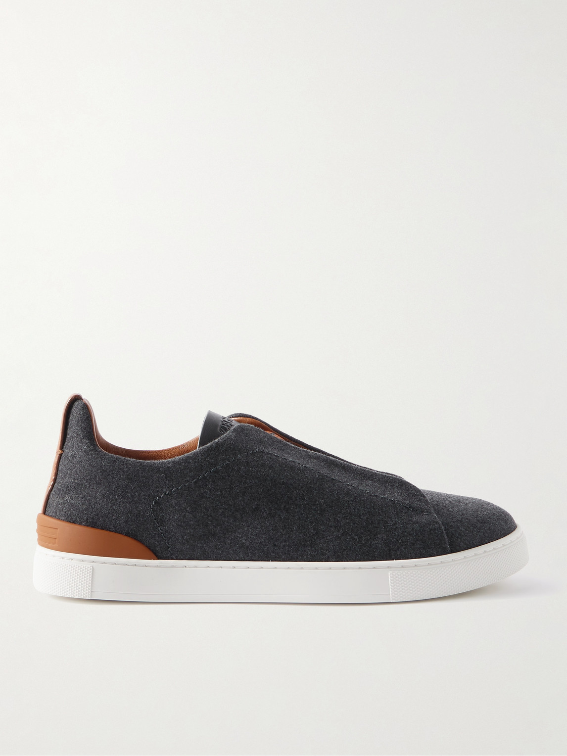 Zegna Triple Stitch™ Leather-Trimmed Wool Slip-On Sneakers - Men