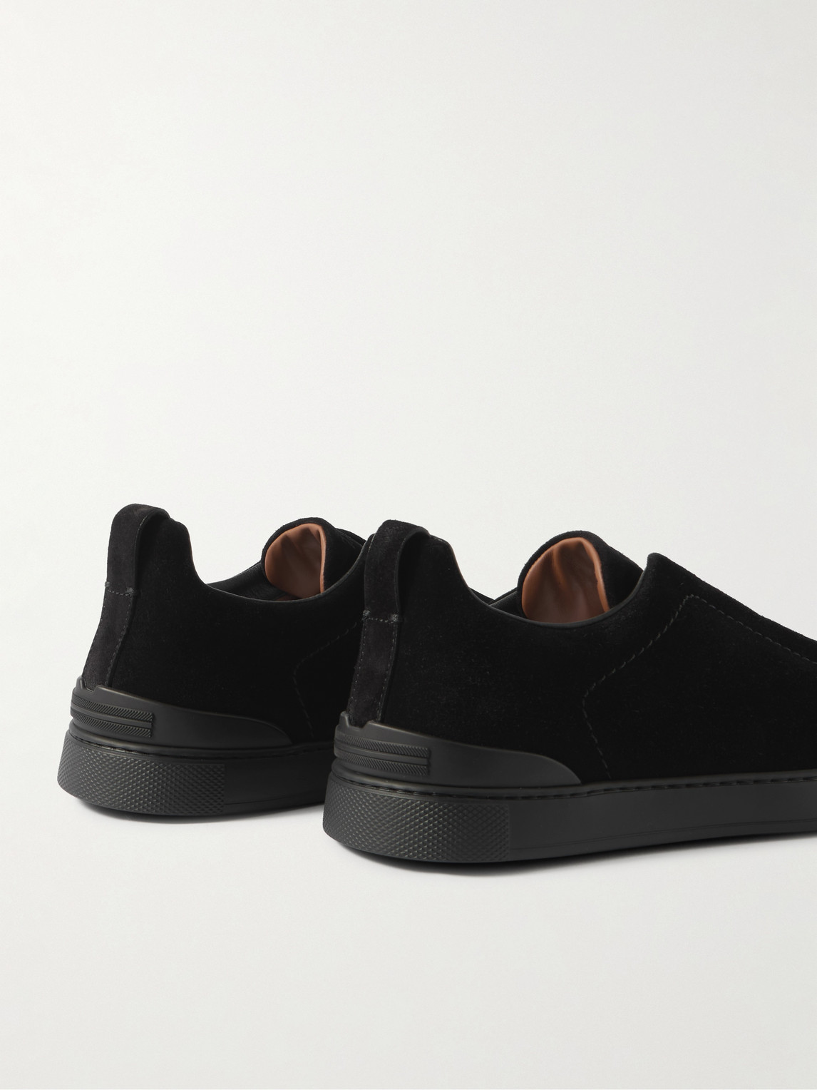 Zegna Triple Stitch™ Suede Slip-on Sneakers In Black