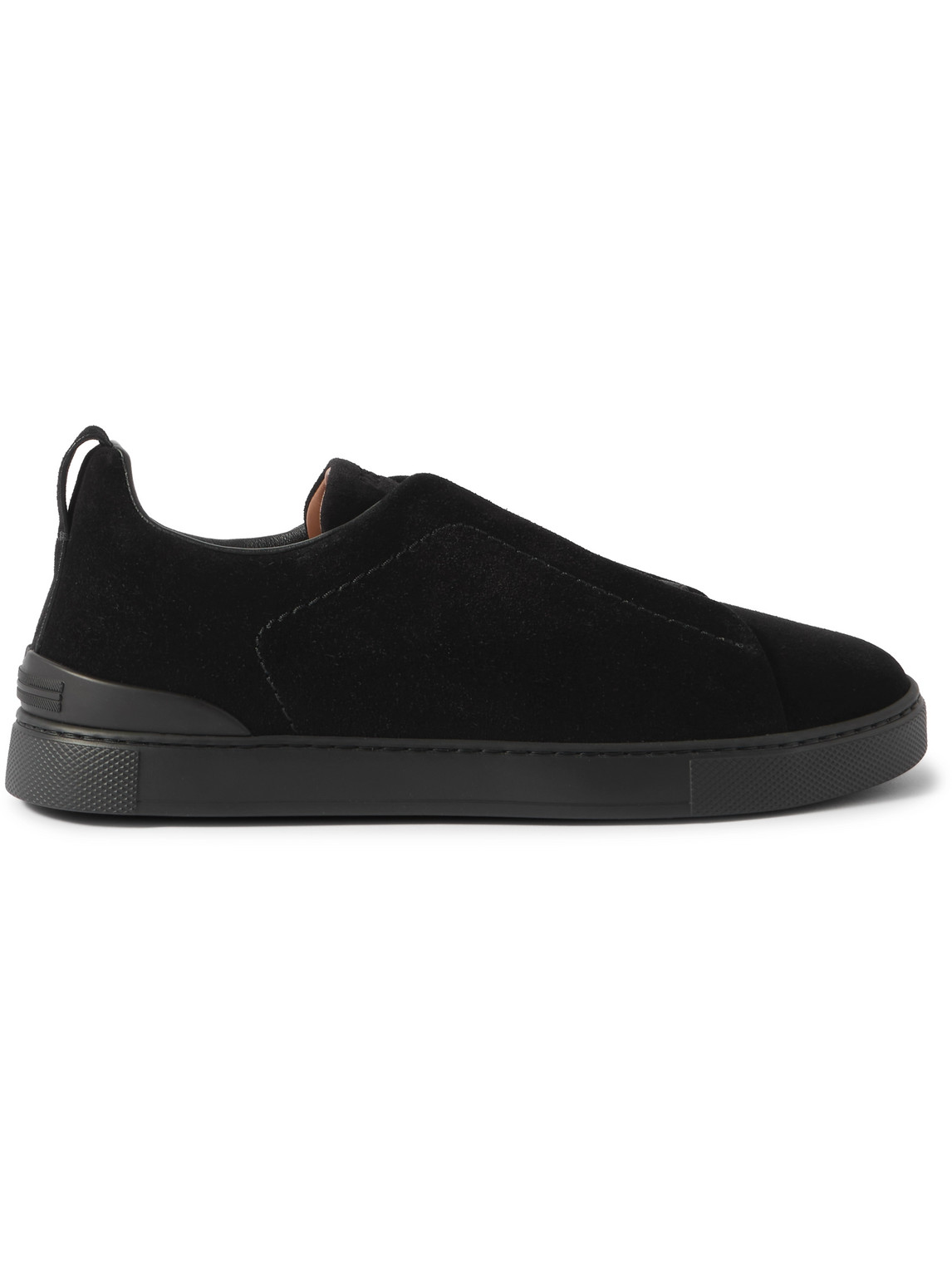 Zegna Triple Stitch™ Suede Slip-on Sneakers In Black