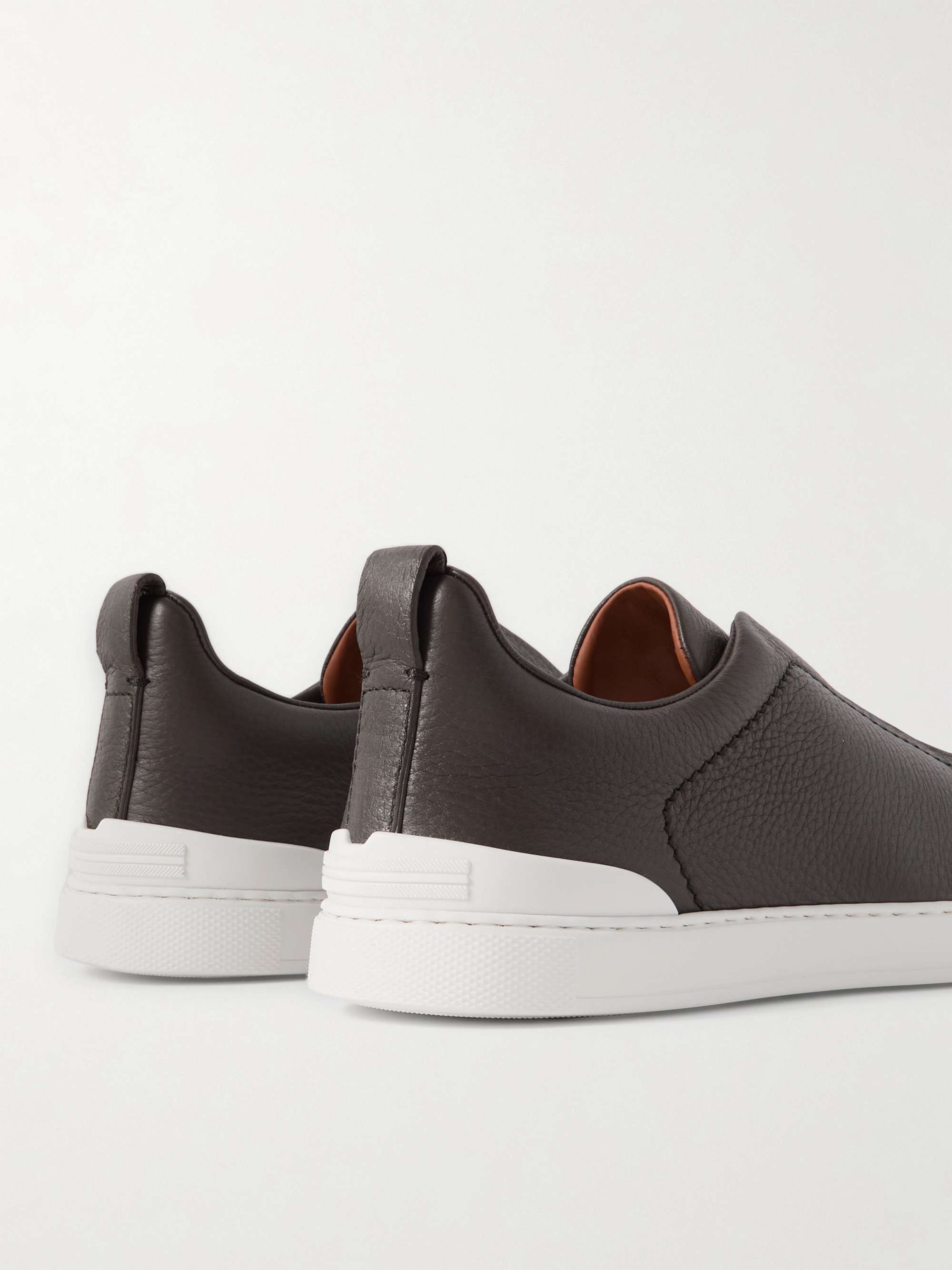 ZEGNA Triple Stitch Full-Grain Leather Sneakers