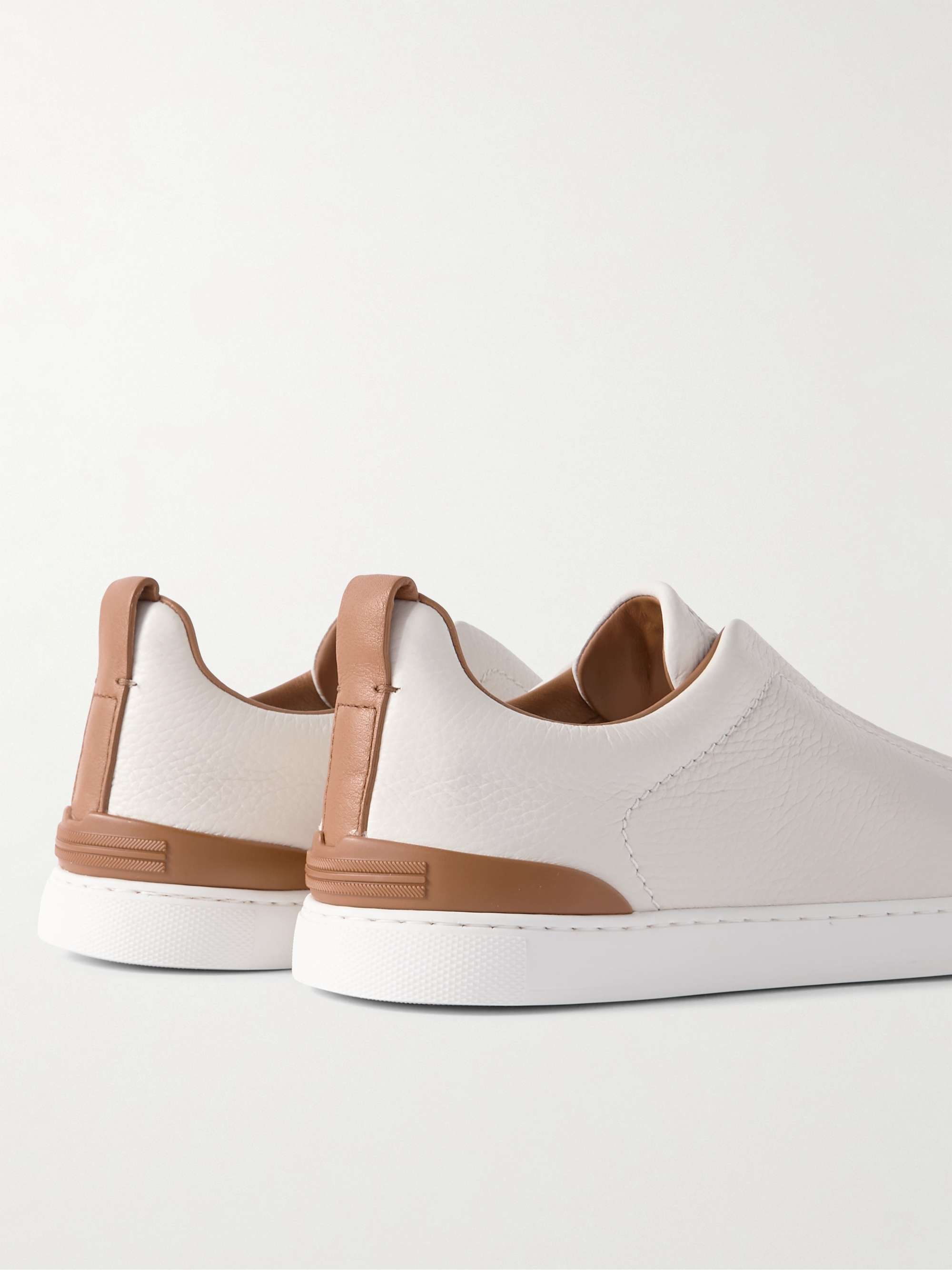 ZEGNA Triple Stitch Full-Grain Leather Sneakers