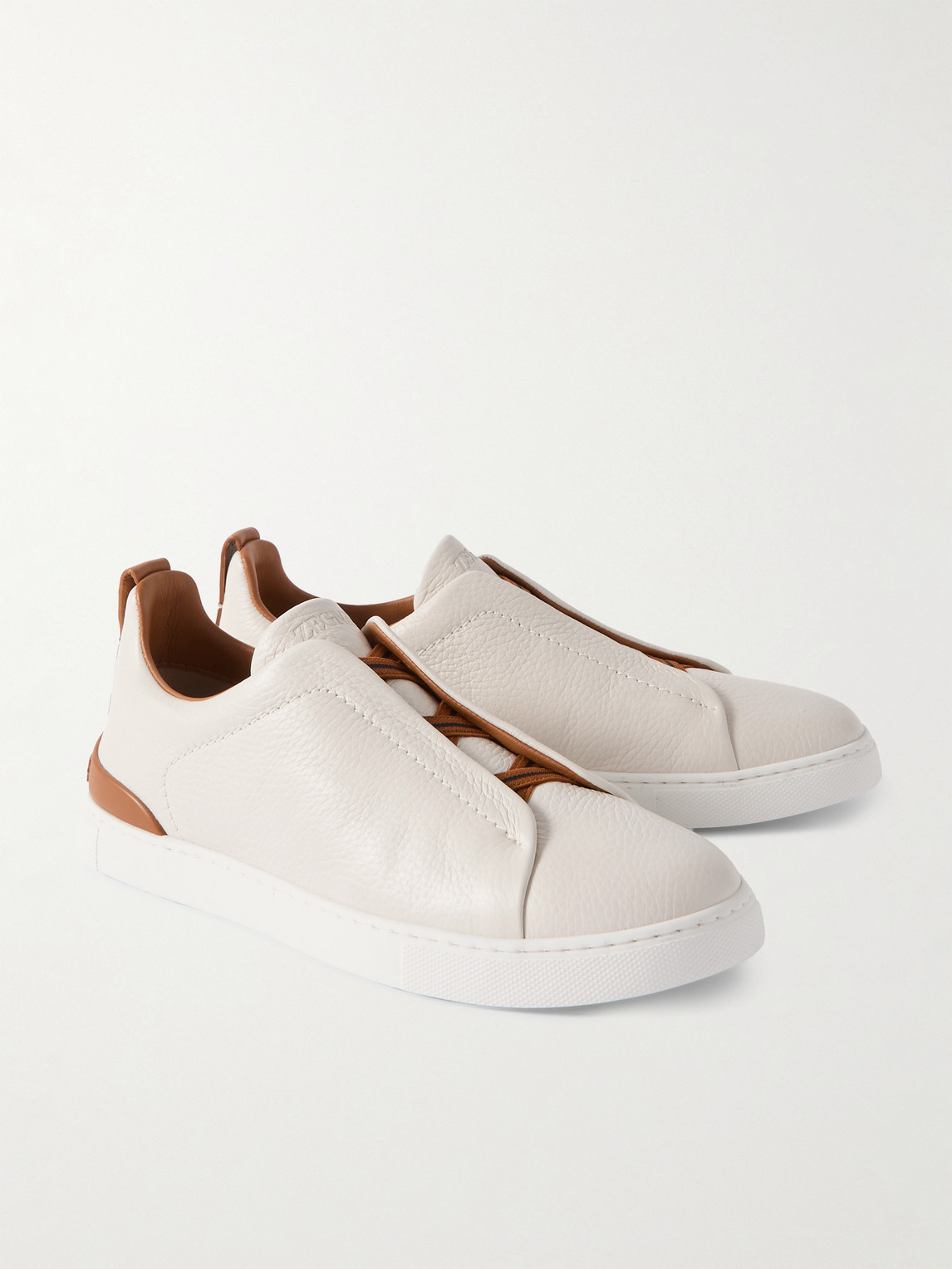 Zegna Leather Sneakers In White