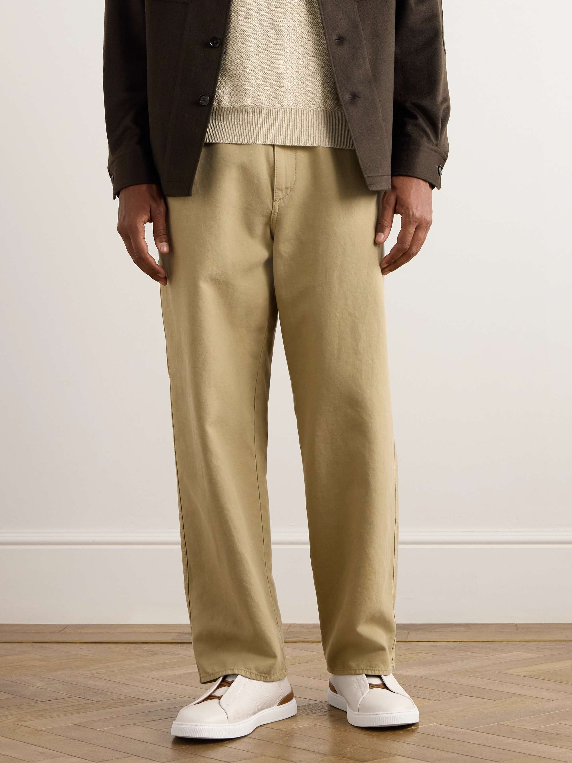 ZEGNA Triple Stitch Full-Grain Leather Sneakers