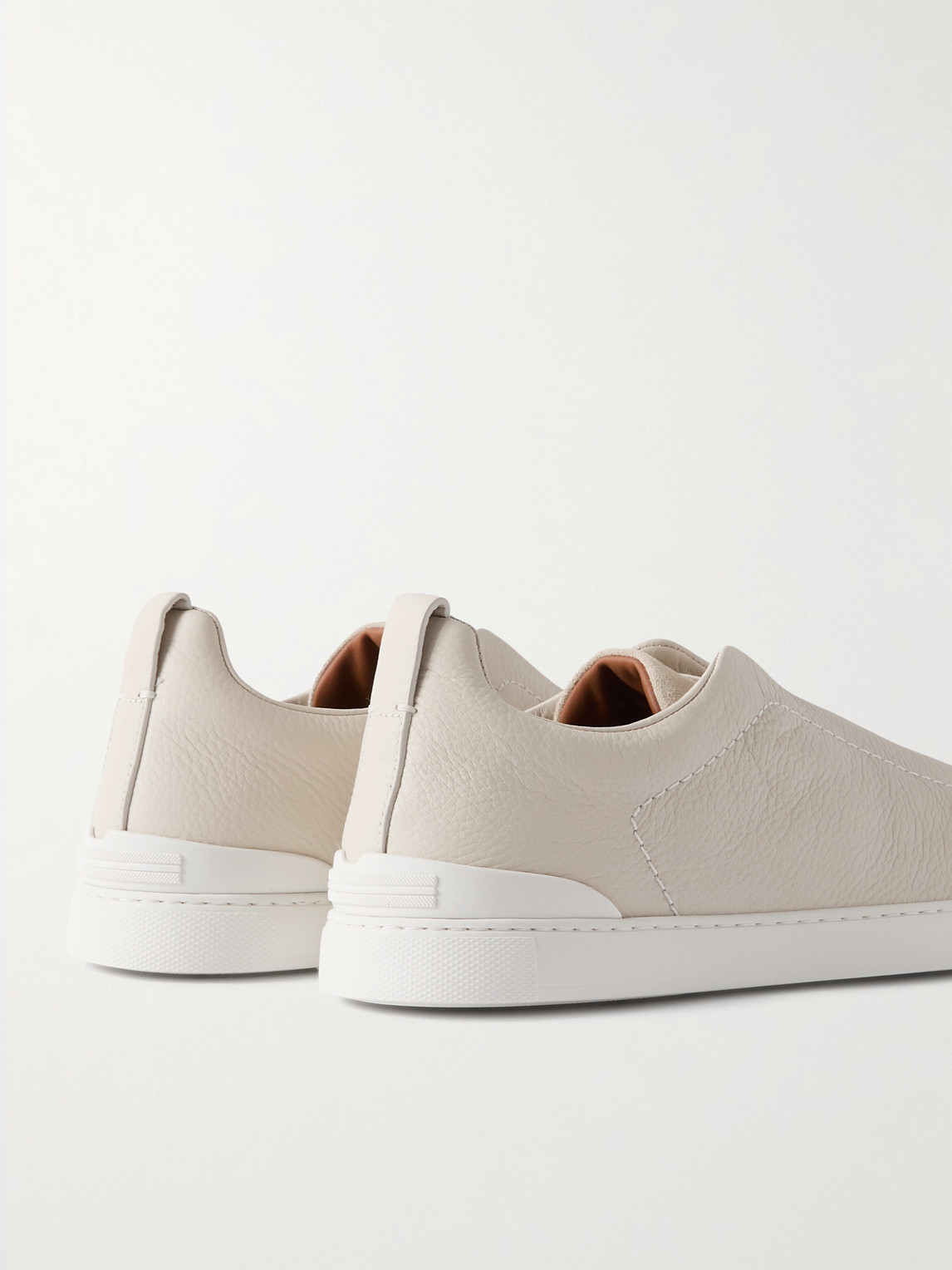 Zegna Triple Stitch Full-grain Leather And Suede Sneakers In Neutrals