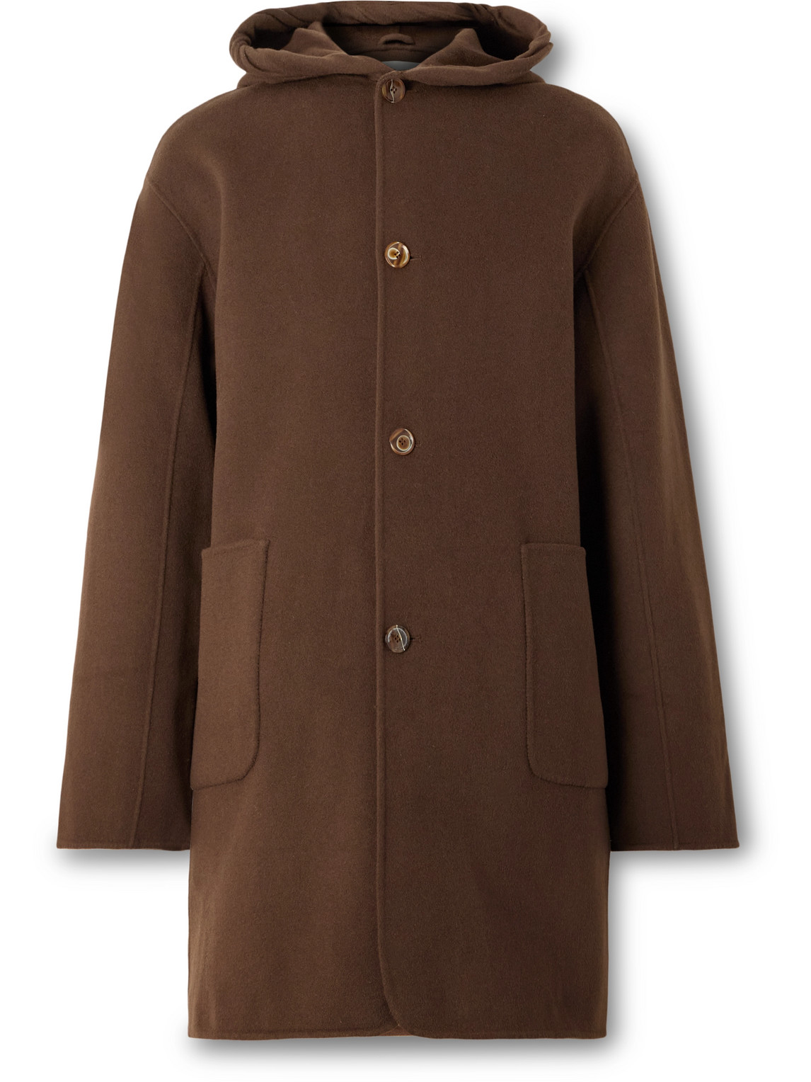 Séfr Yves Wool-blend Hooded Coat In Brown
