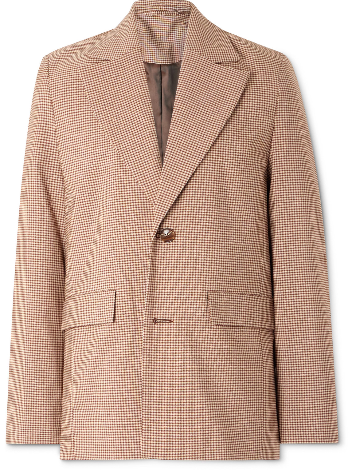 Séfr Insight Gingham Woven Suit Jacket In Brown