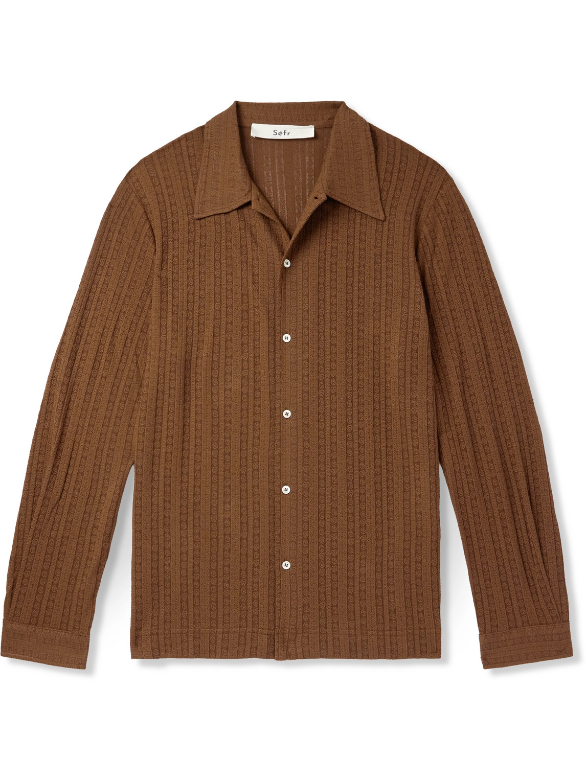 Ripley Camp-Collar Pointelle-Knit Organic Cotton-Blend Shirt
