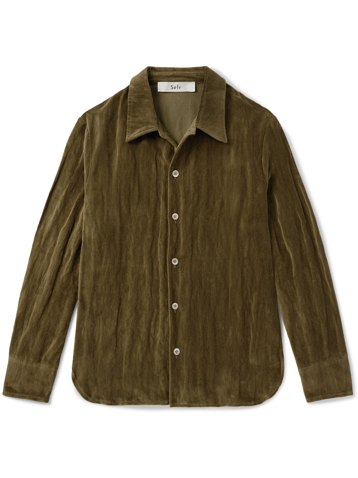 Séfr Ignacio Metallic Cotton-blend Velvet Shirt In Green