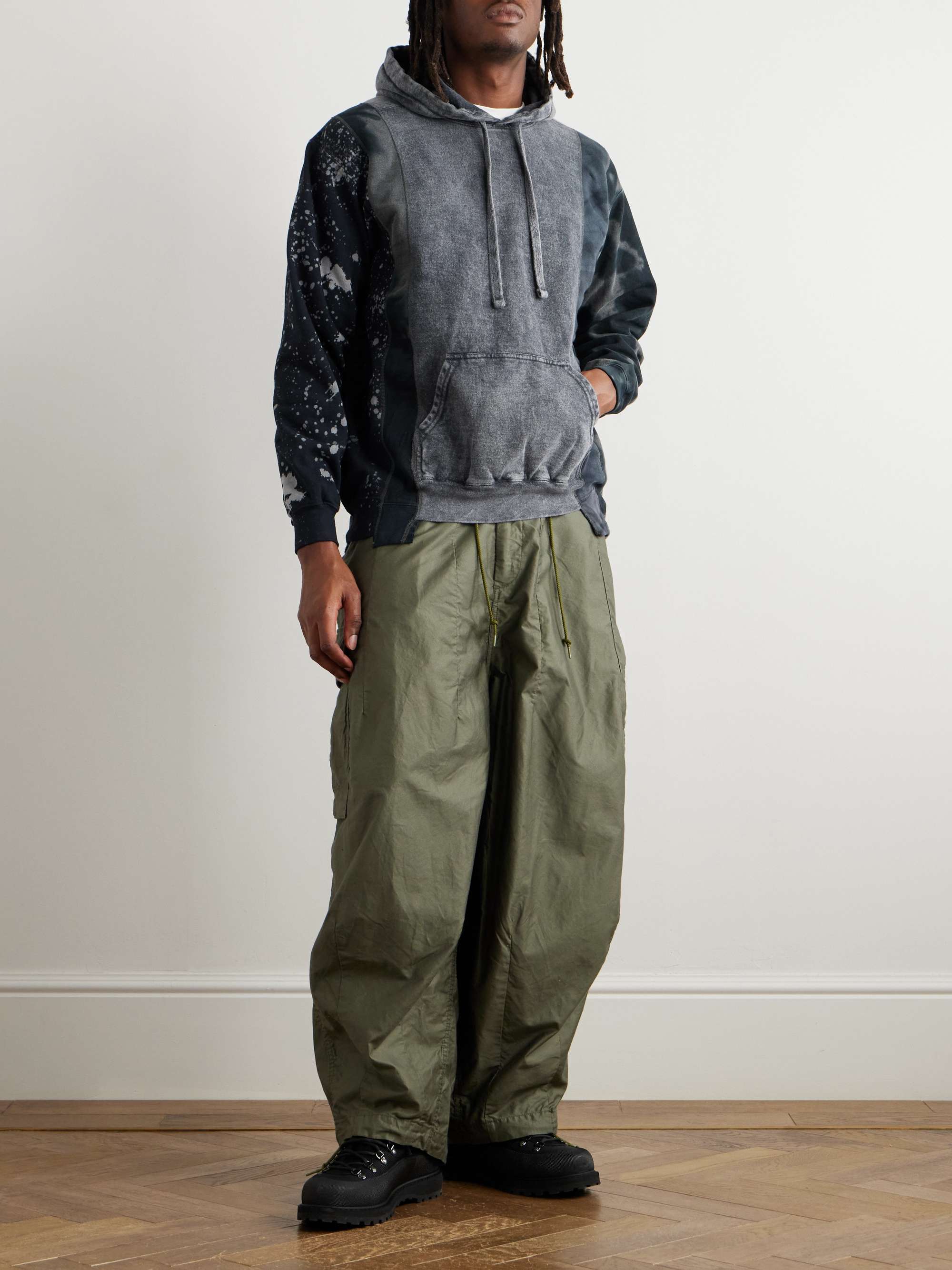 NEEDLES 5 Cuts Panelled Printed Cotton-Blend Jersey Hoodie