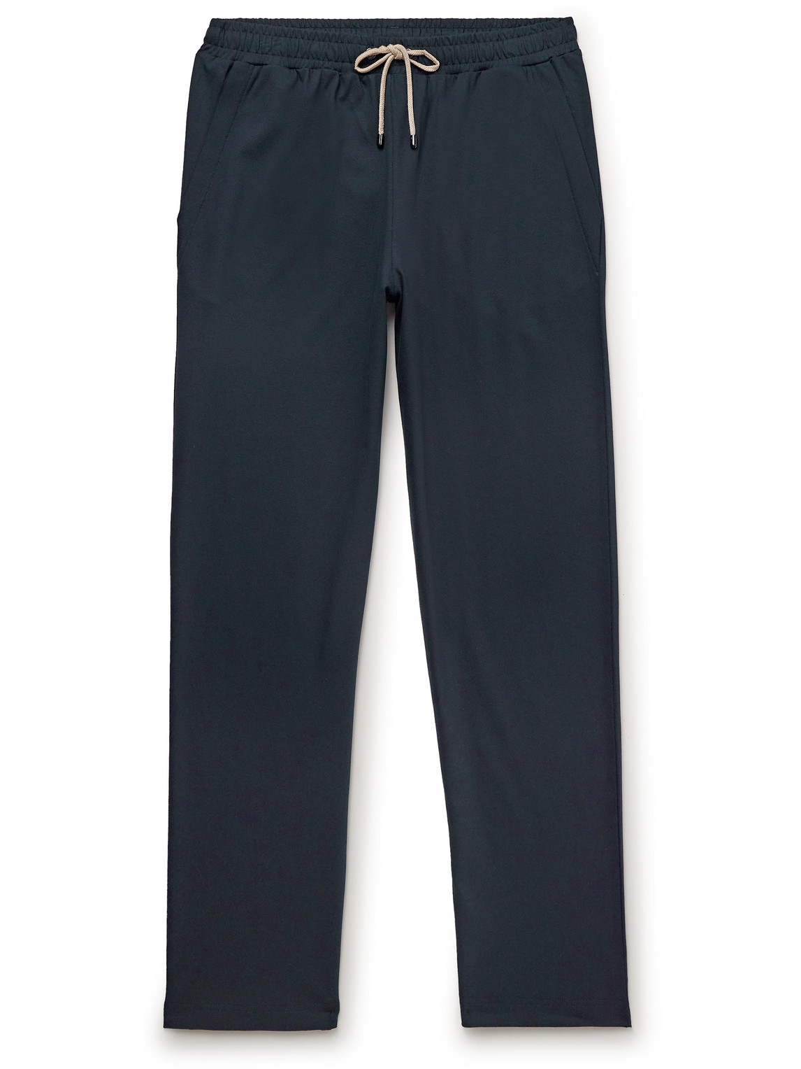 Zimmerli Straight-leg Cotton-blend Piqué Drawstring Trousers In Blue