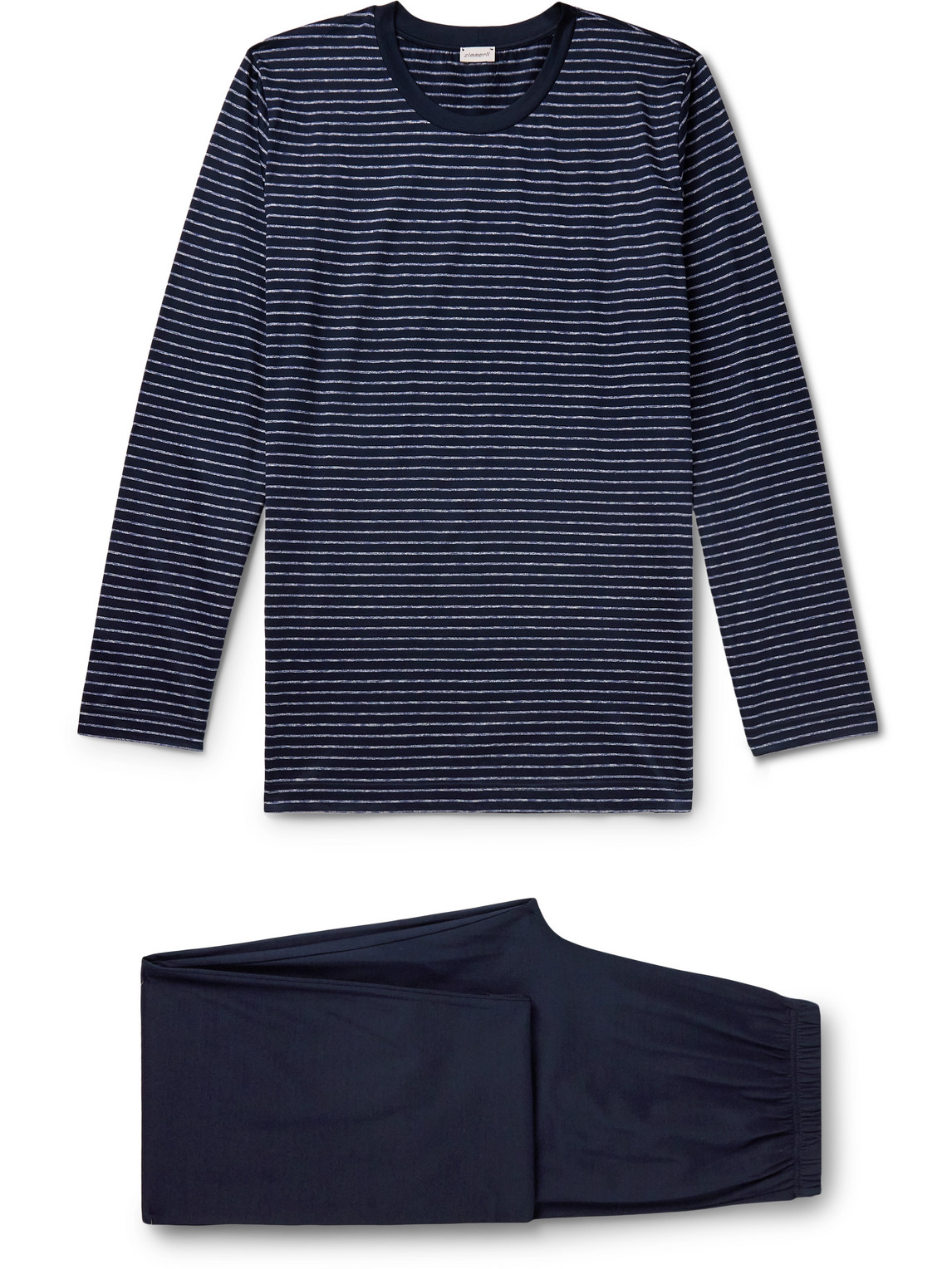 Zimmerli Striped Filo Di Scozia Cotton-jersey Pyjama Set In Blue