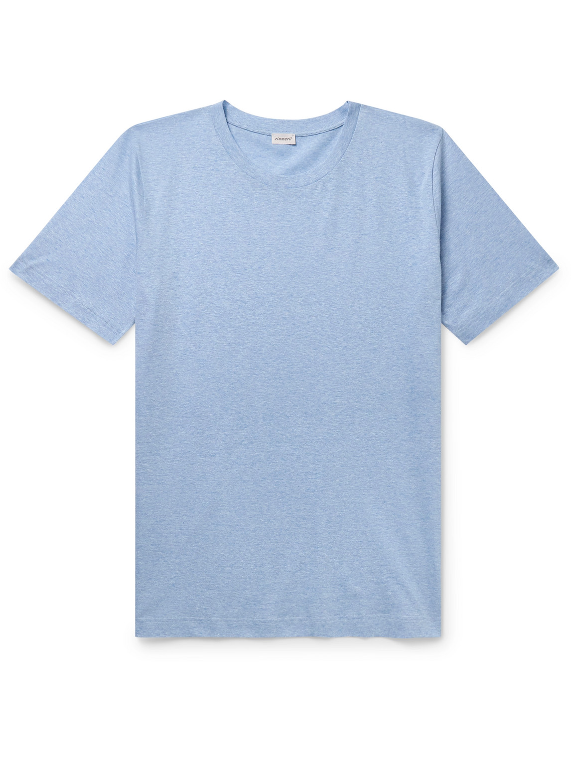 Zimmerli Filo Di Scozia Cotton And Linen-blend T-shirt In Blue