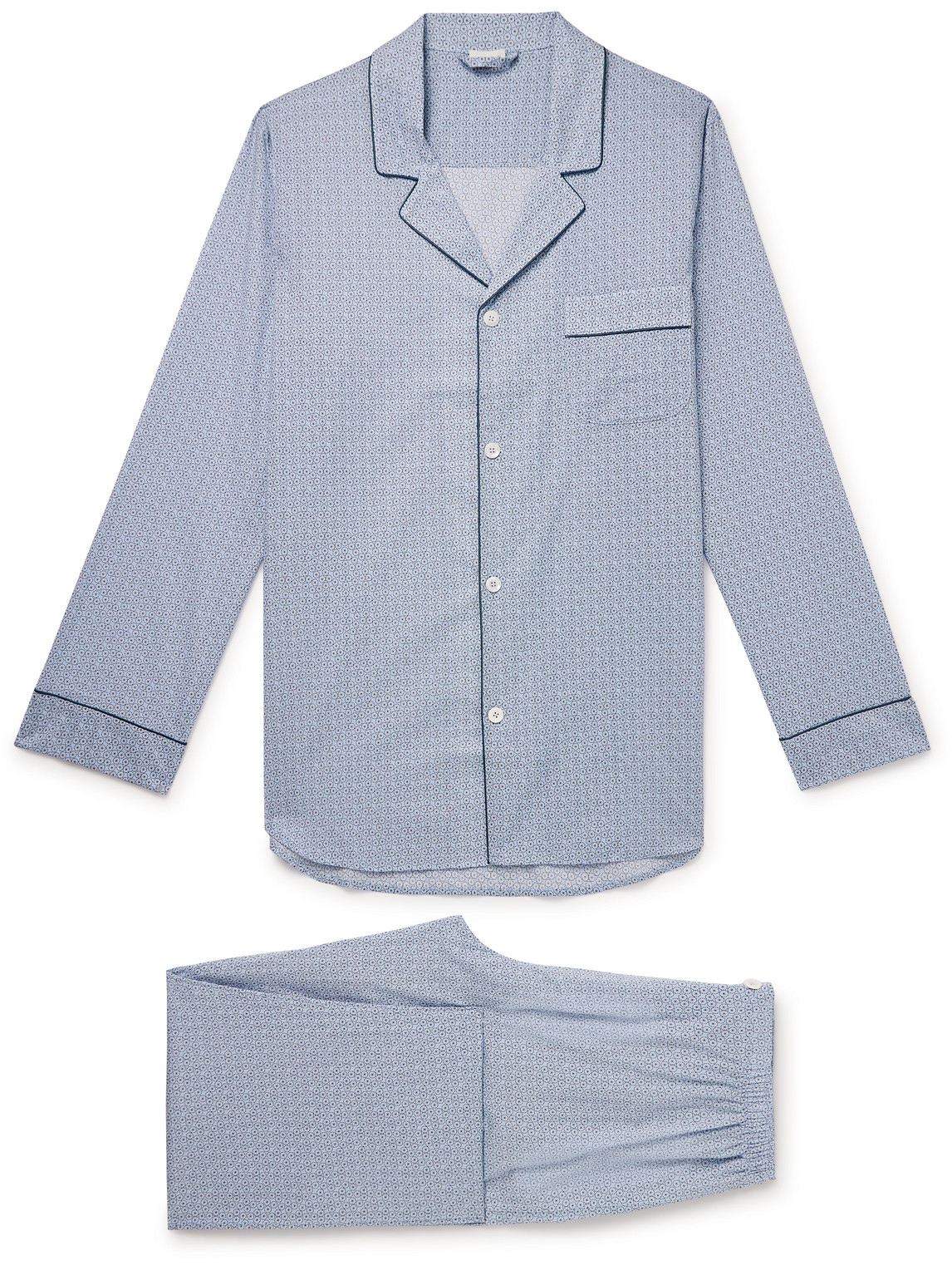 Zimmerli Camp-collar Printed Cotton-voile Pyjama Set In Blue