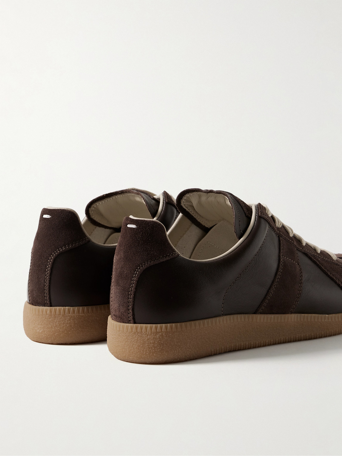 Maison Margiela Leather Replica Sneakers In Brown