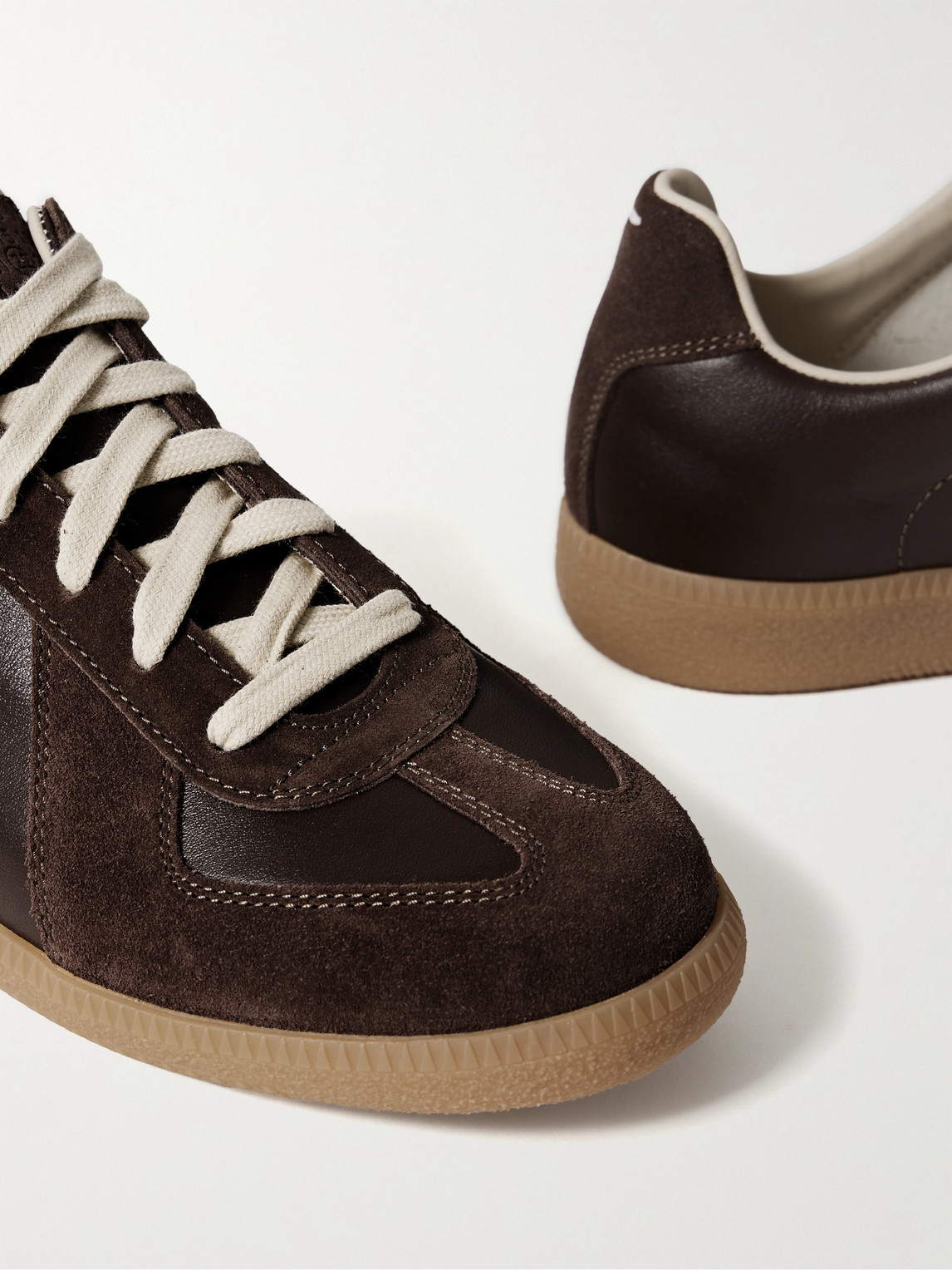 Maison Margiela Leather Replica Sneakers In Brown