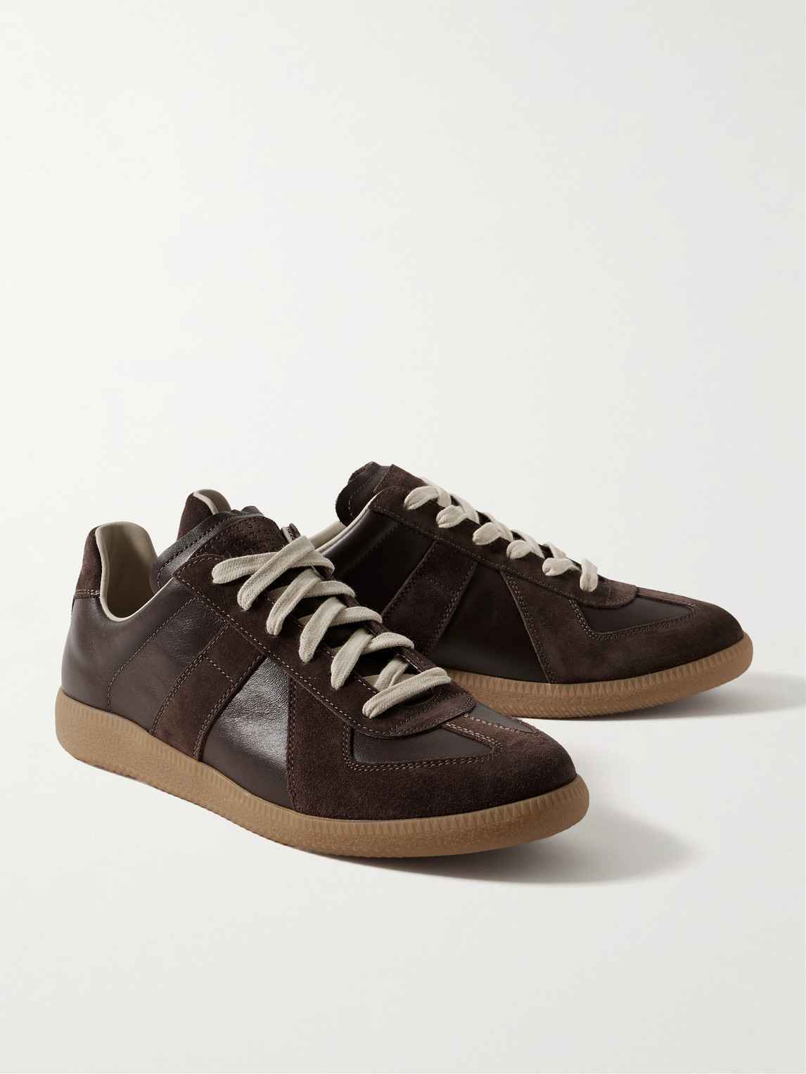 Maison Margiela Leather Replica Sneakers In Brown