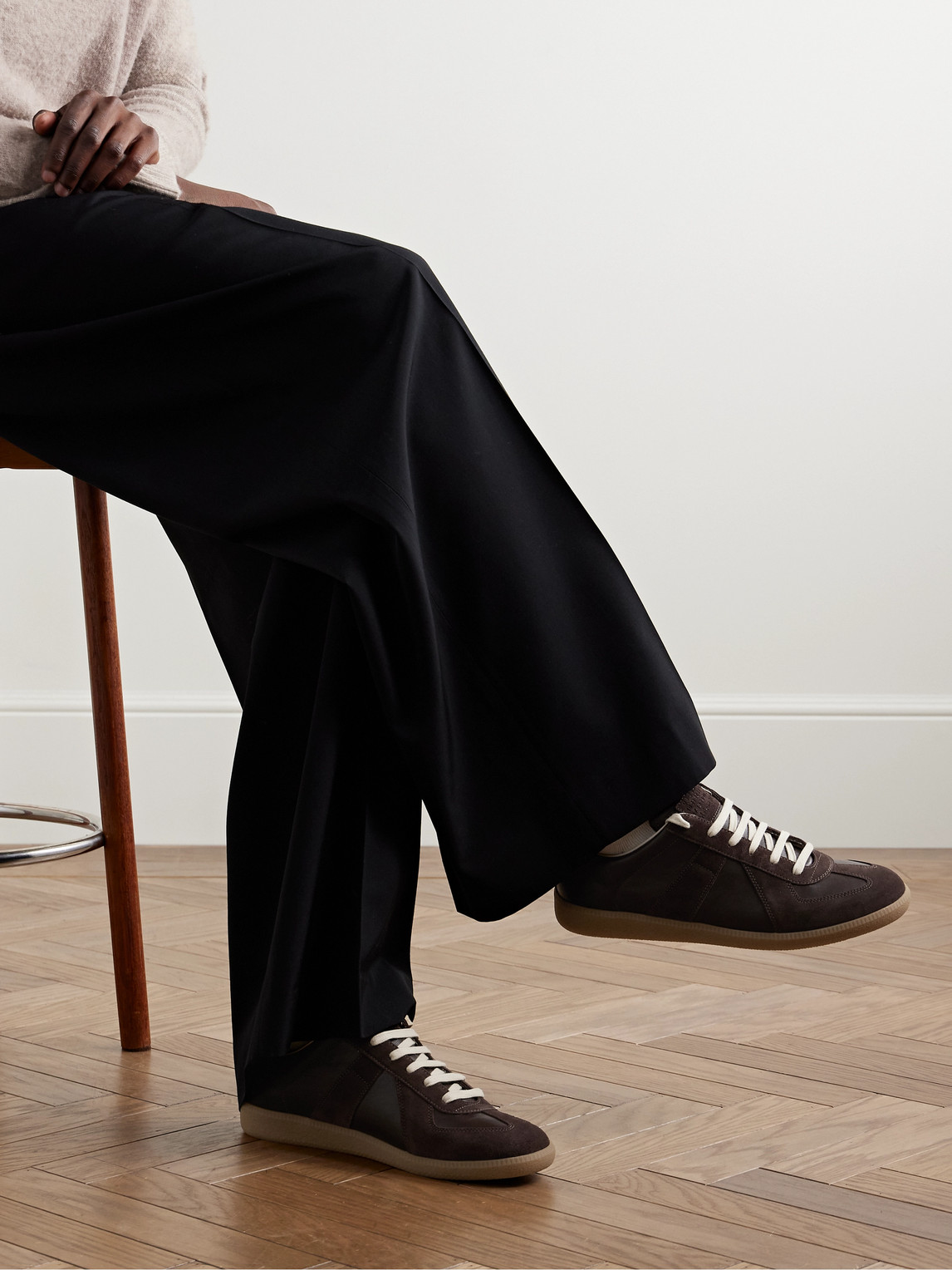 Maison Margiela Leather Replica Sneakers In Brown