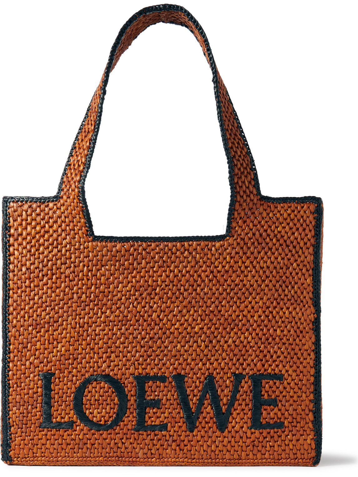 Loewe Paula's Ibiza Logo-embroidered Raffia Tote Bag In Brown