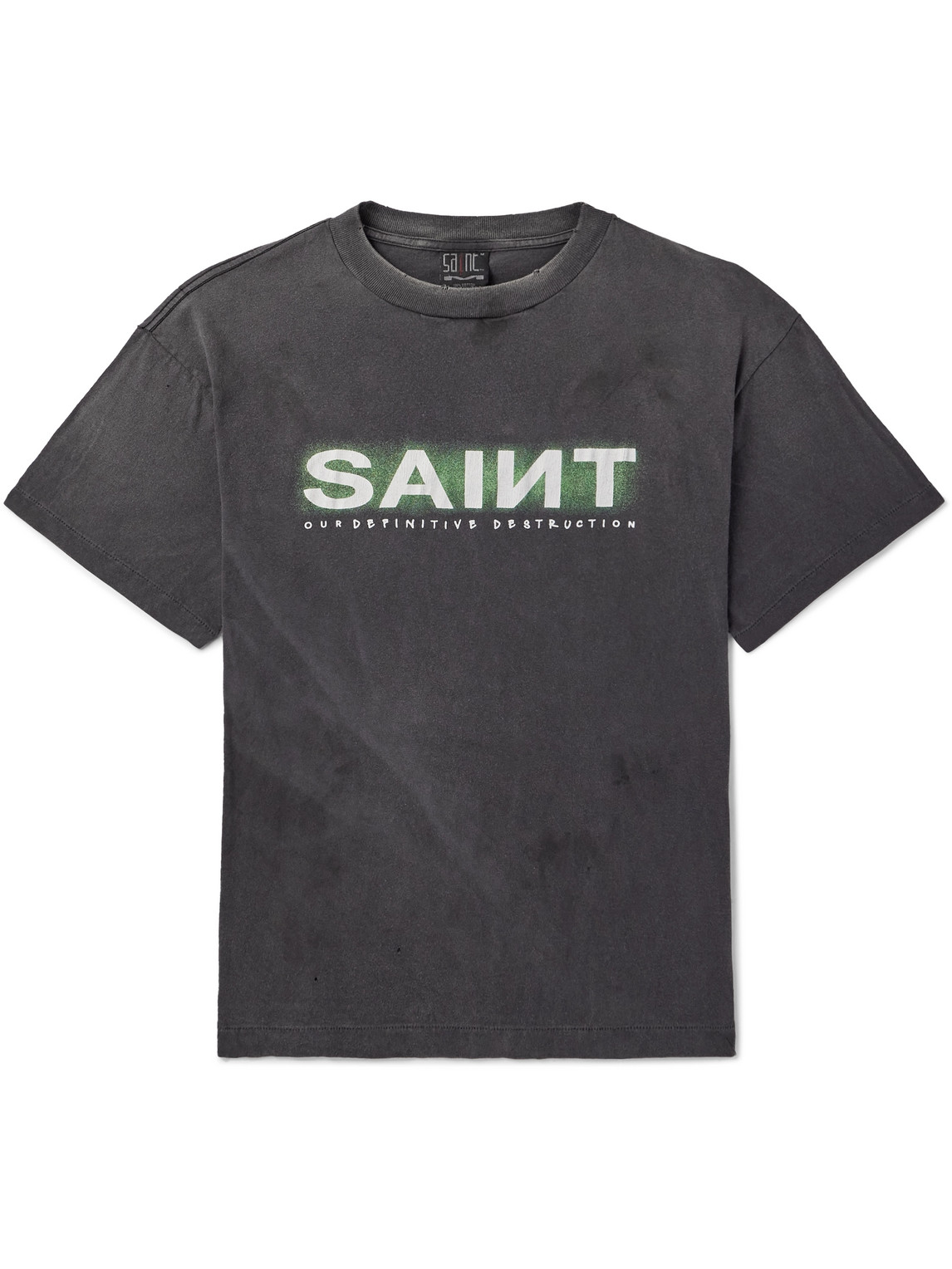 Distressed Logo-Print Cotton-Jersey T-Shirt
