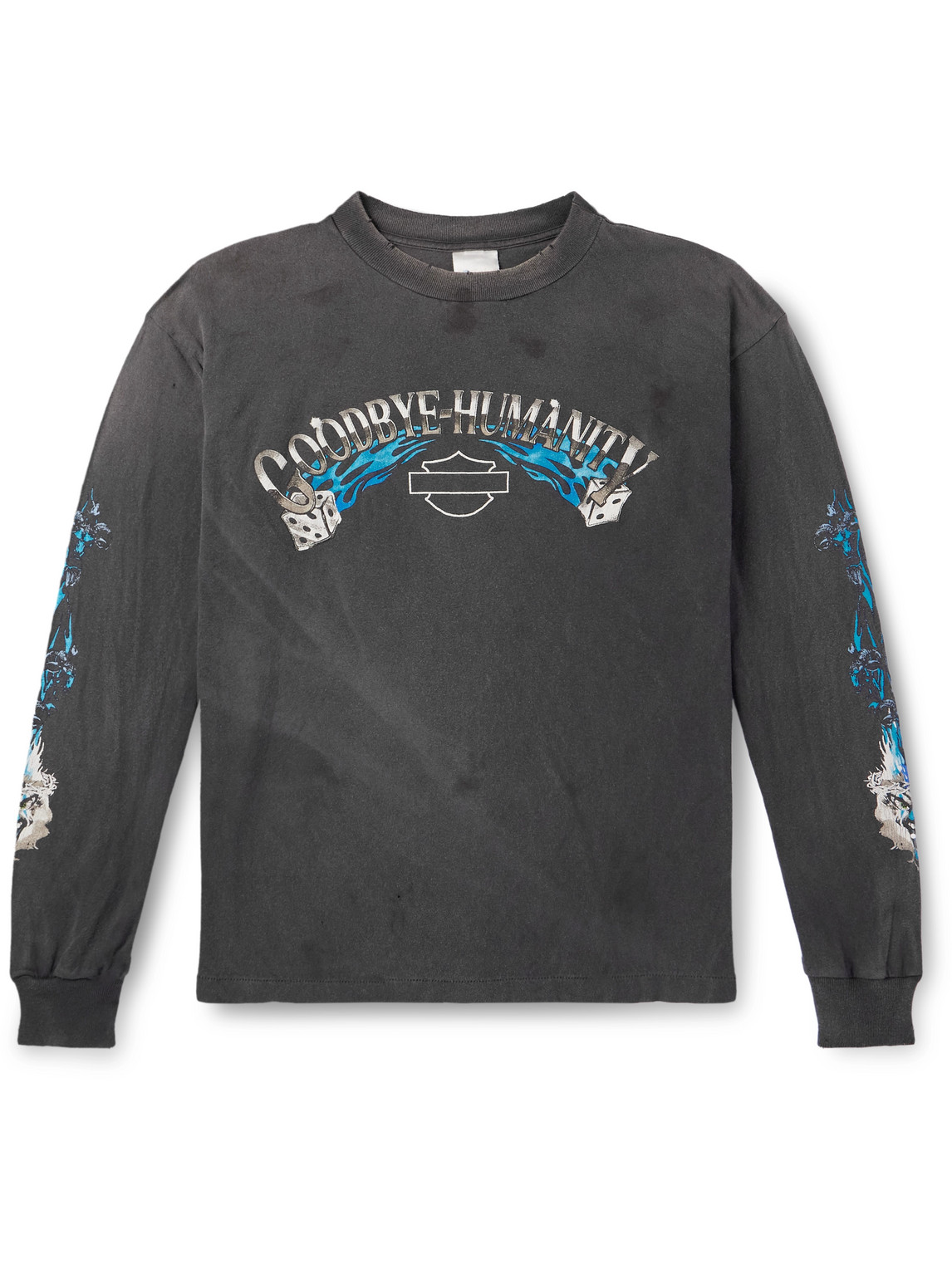 Goodbye Humanity Dice Distressed Printed Cotton-Jersey T-Shirt