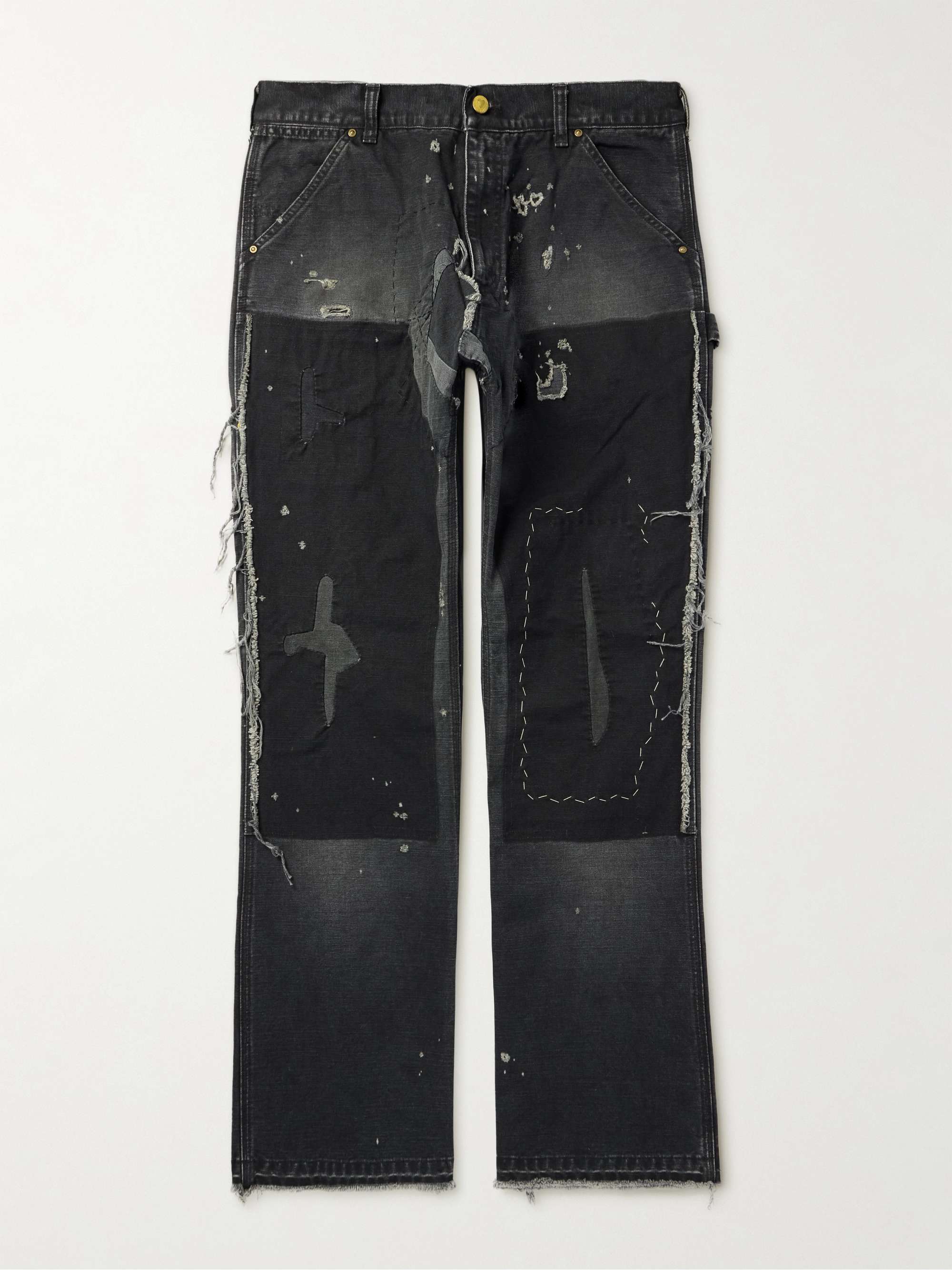 SAINT MXXXXXX Distressed Padded Jacquard-Panelled Nylon