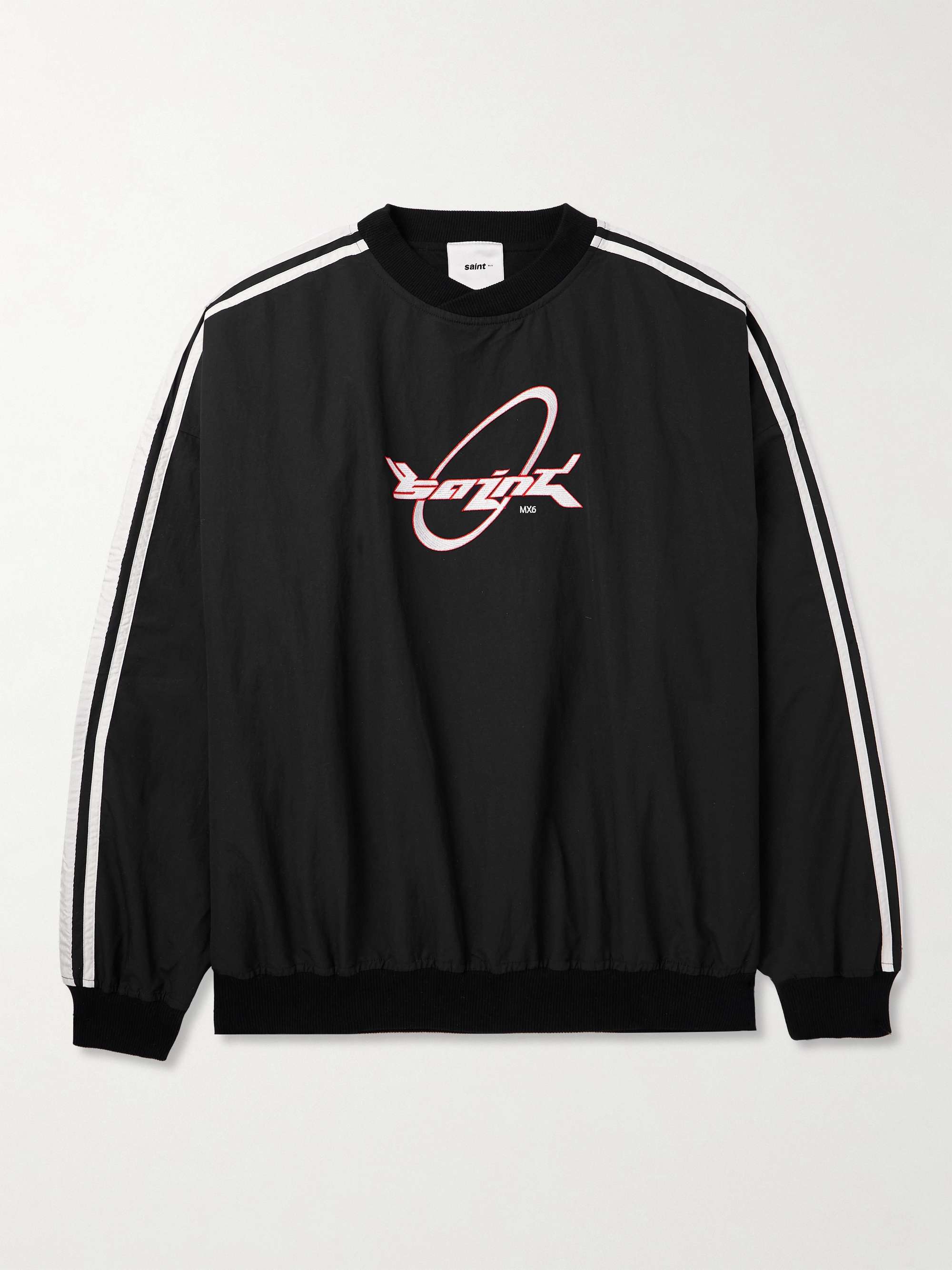 SAINT MXXXXXX Logo-Embroidered Striped Shell Sweatshirt for