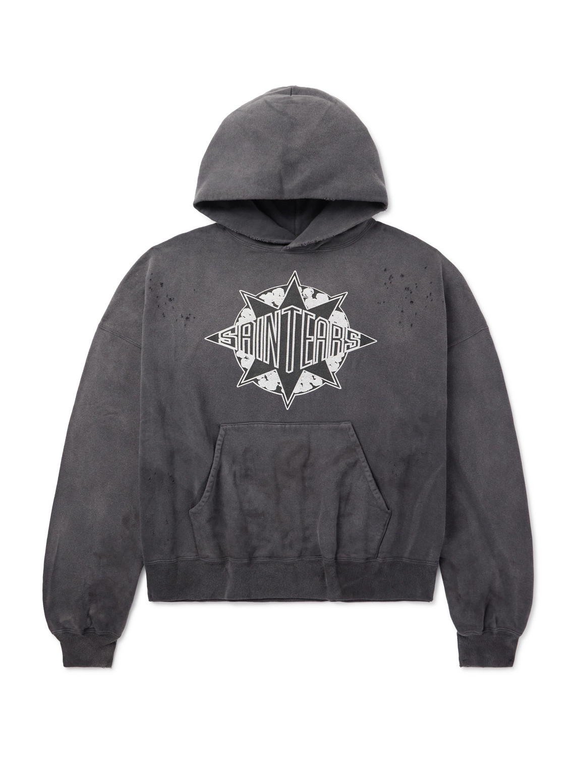 Denim Tears Logo-Print Distressed Cotton-Jersey Hoodie