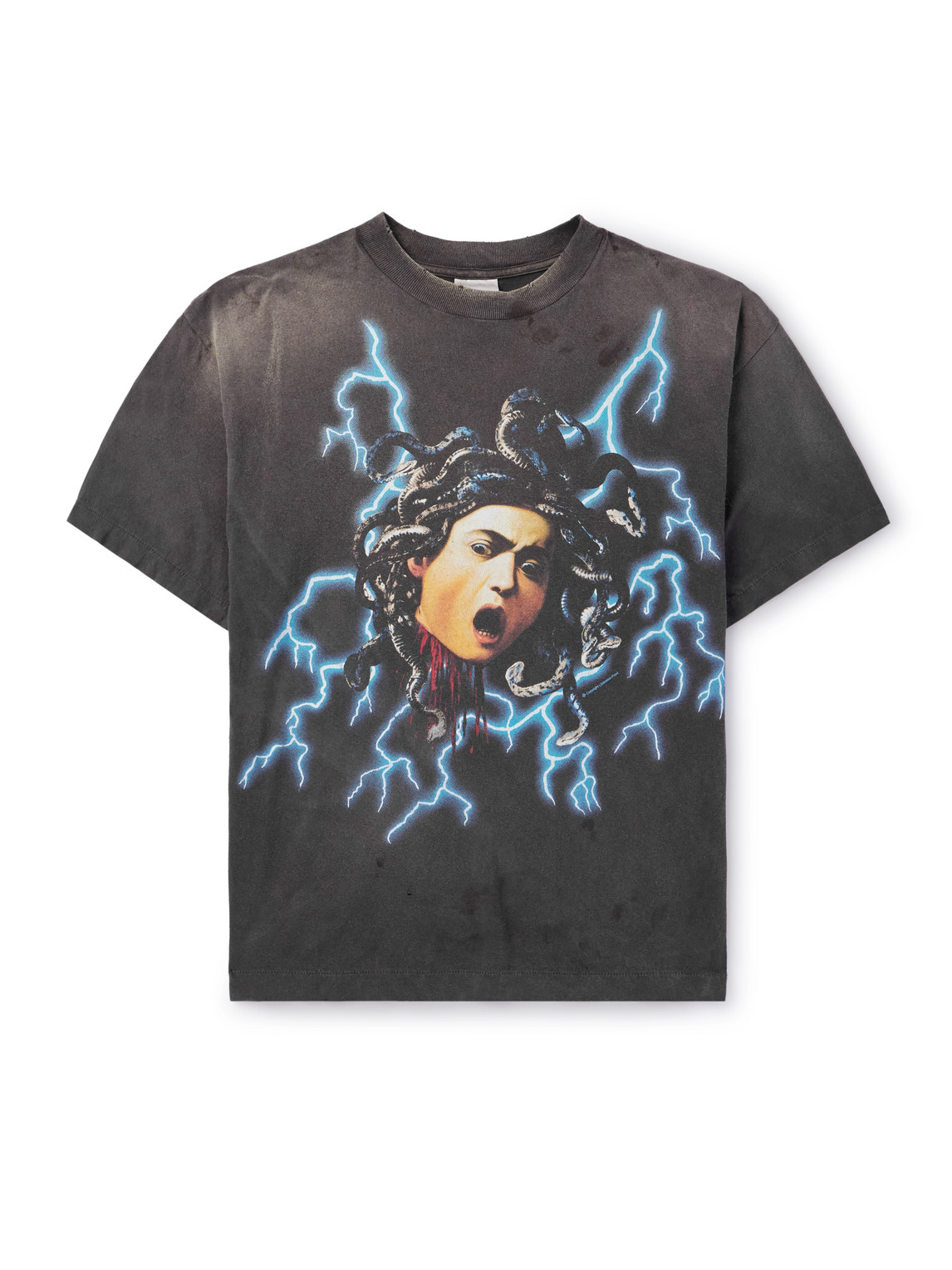 Skull & Thunderbolt Distressed Printed Cotton-Jersey T-Shirt