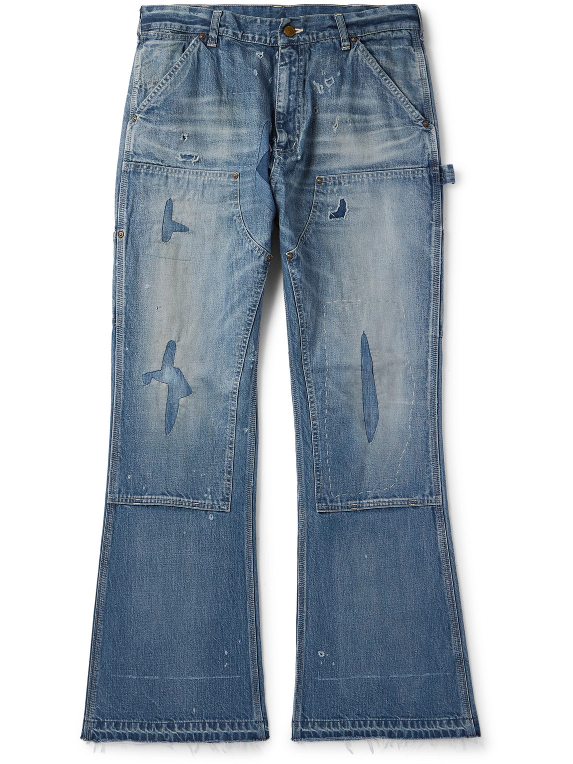 Bootcut Panelled Distressed Jeans