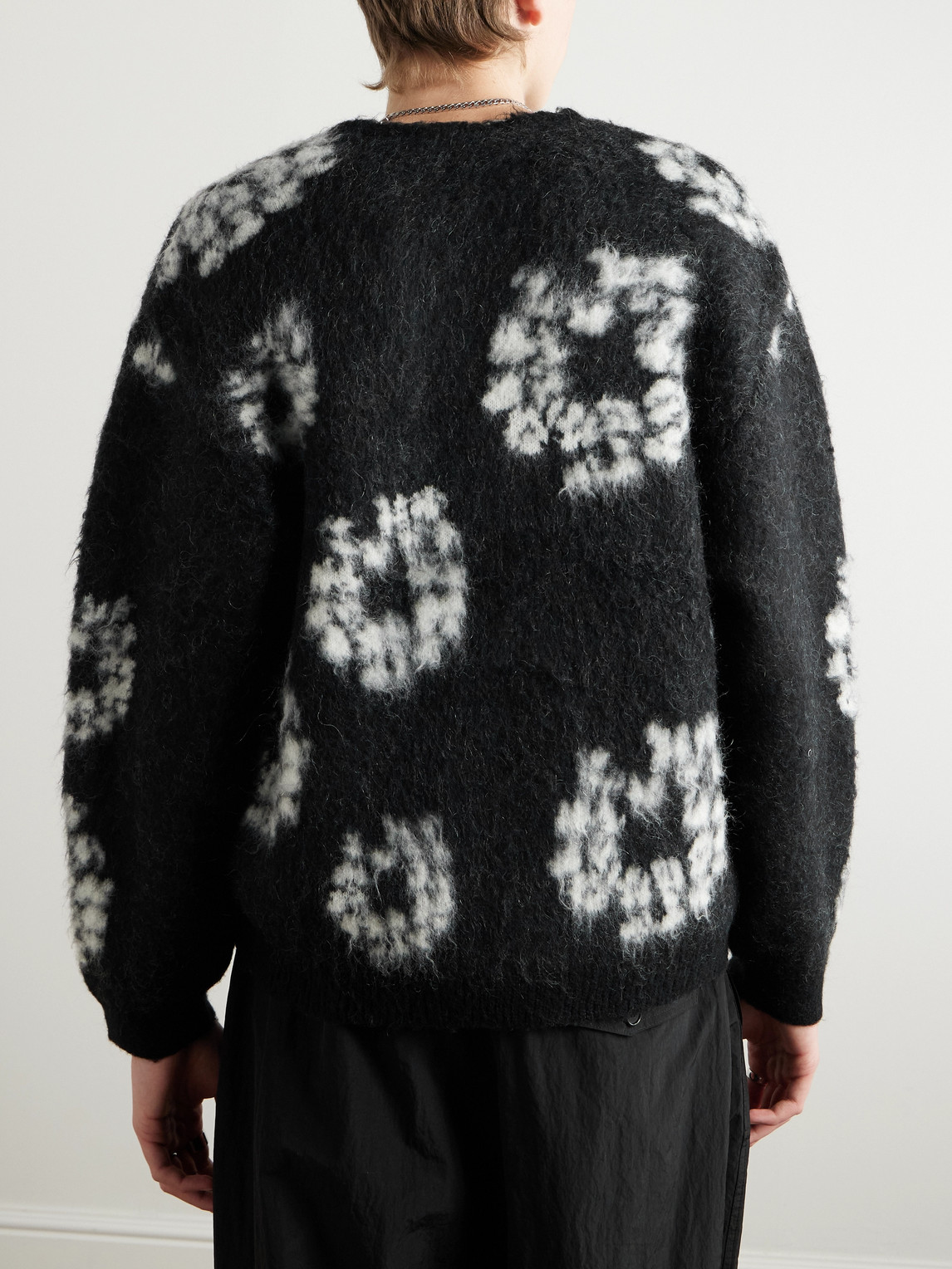Saint Mxxxxxx Denim Tears Mohair Cardigan In Black | ModeSens