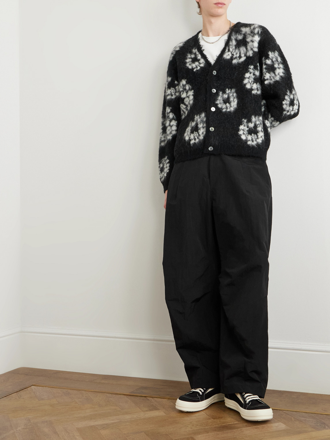 Saint Mxxxxxx Denim Tears Mohair Cardigan In Black | ModeSens