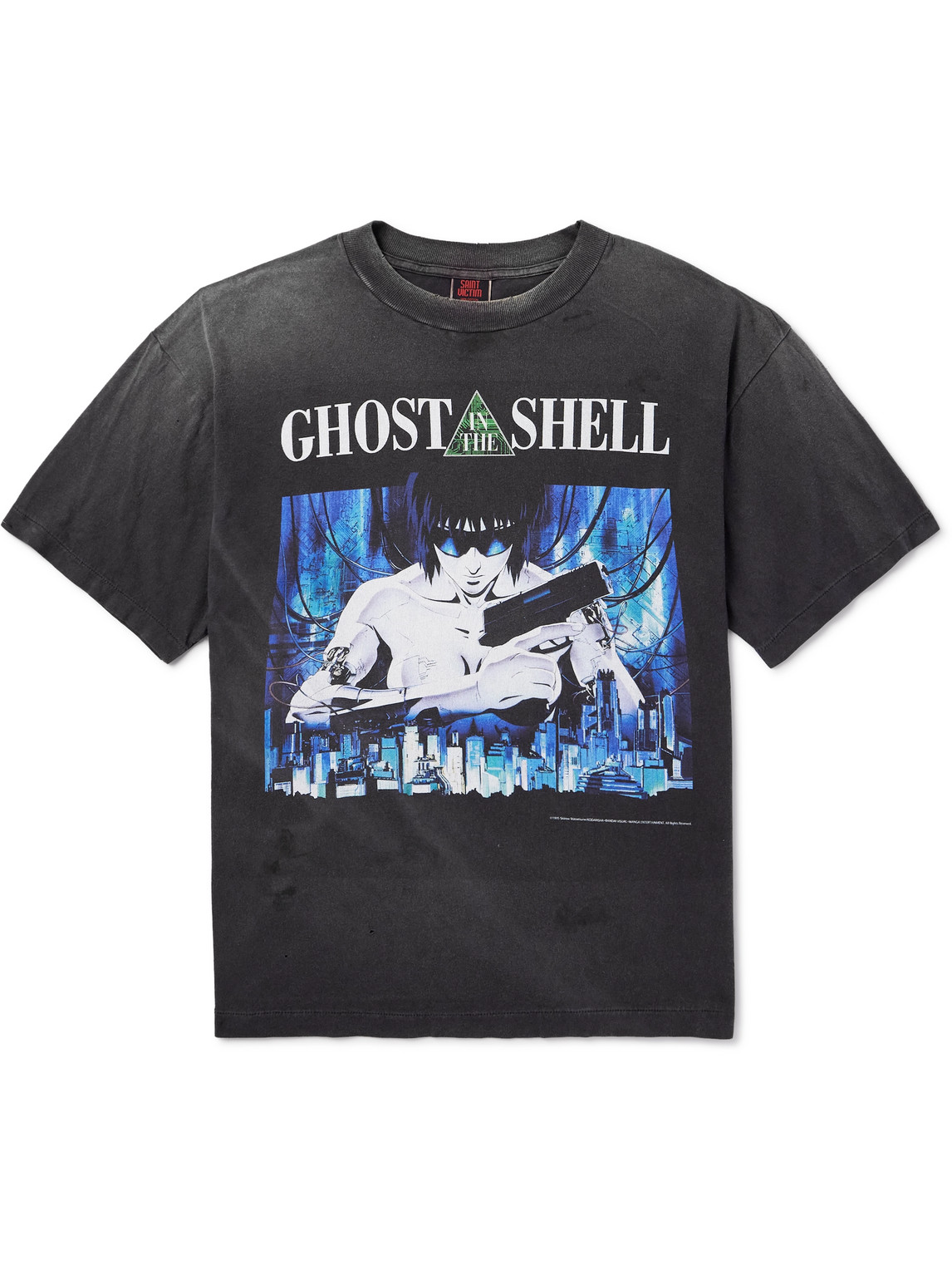 Ghost in the Shell Distressed Printed Cotton-Jersey T-Shirt