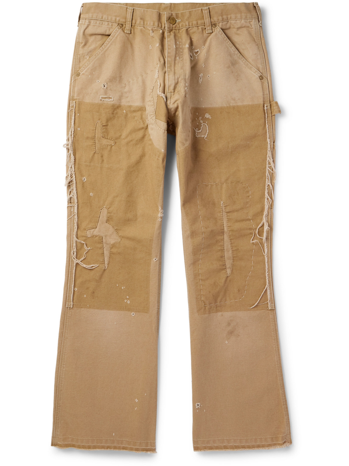 Bootcut Distressed Cotton-Canvas Trousers