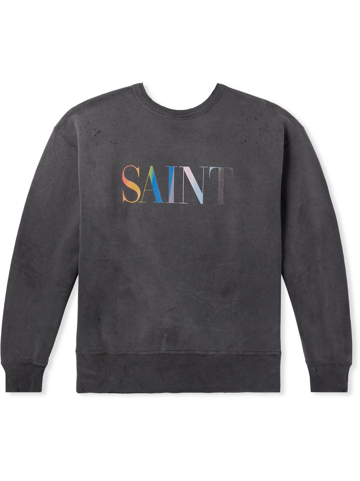 Logo-Print Distressed Cotton-Jersey Sweatshirt