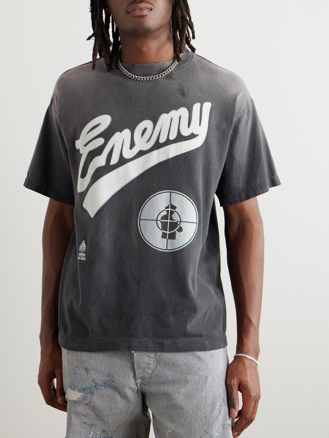 Saint Mxxxxxx Saint Enemy Short Sleeves T-shirt In Gray