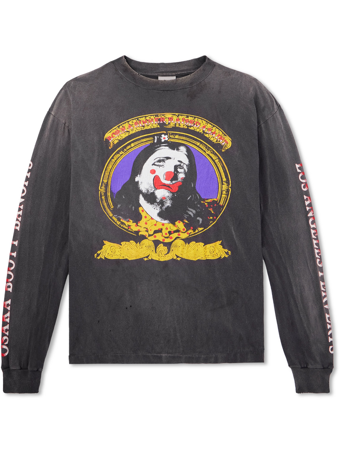 Born X Raised Clown Distressed Printed Cotton-Jersey T-Shirt