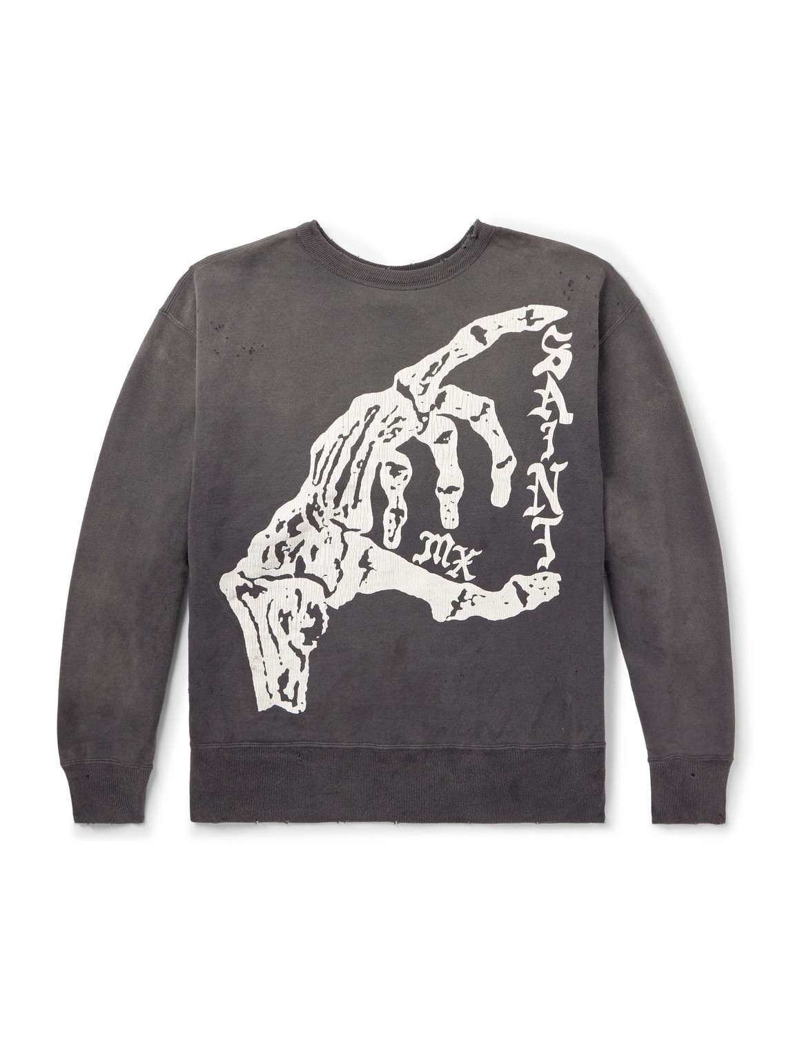 Distressed Printed Cotton-Jersey Sweatshirt