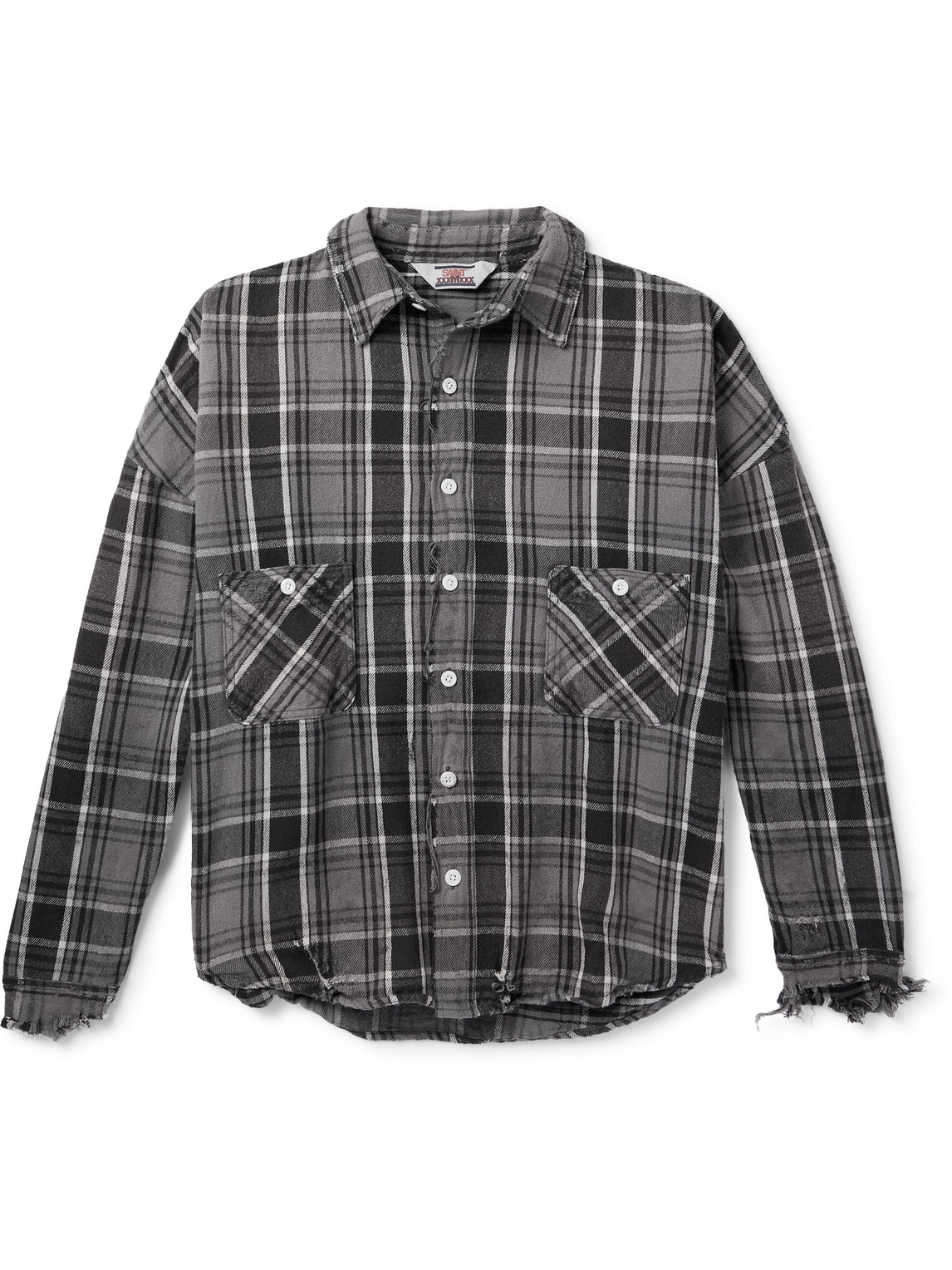 Distressed Checked Cotton-Flannel Shirt