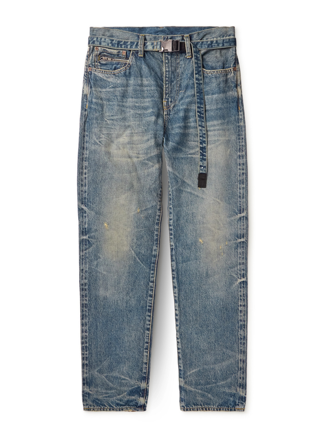 Sacai - BEYONDEXX Straight-Leg Distressed Belted Jeans - Men - Blue - 2