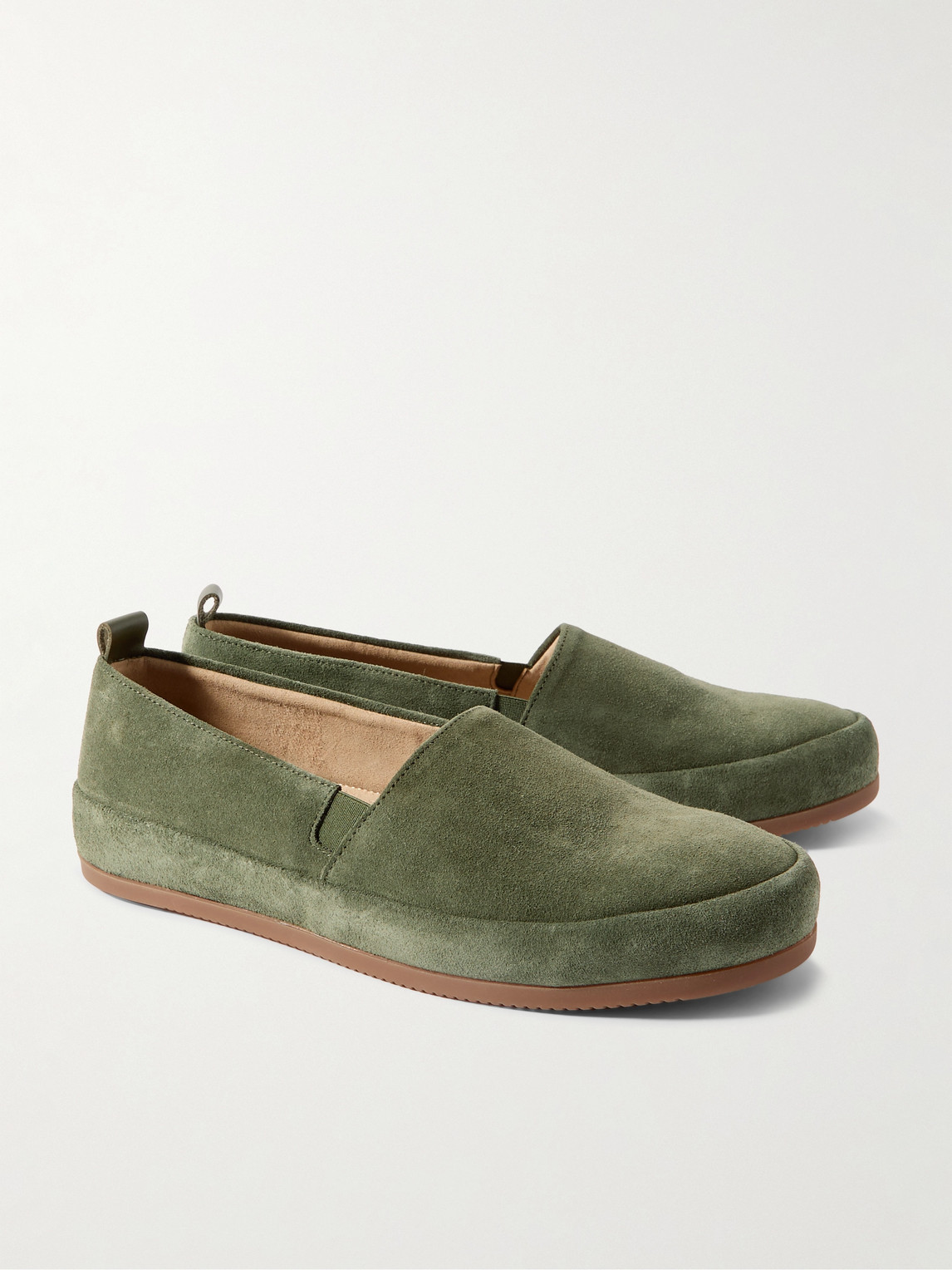 Shop Mulo Suede Loafers In Green