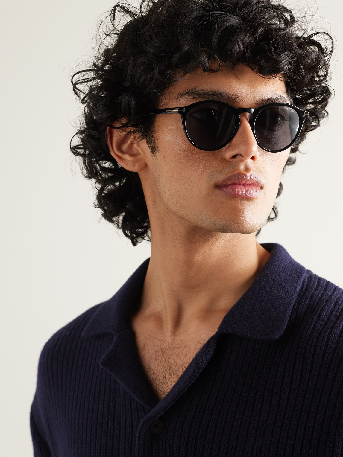Tom Ford Aurele Round-frame Acetate Sunglasses In Black
