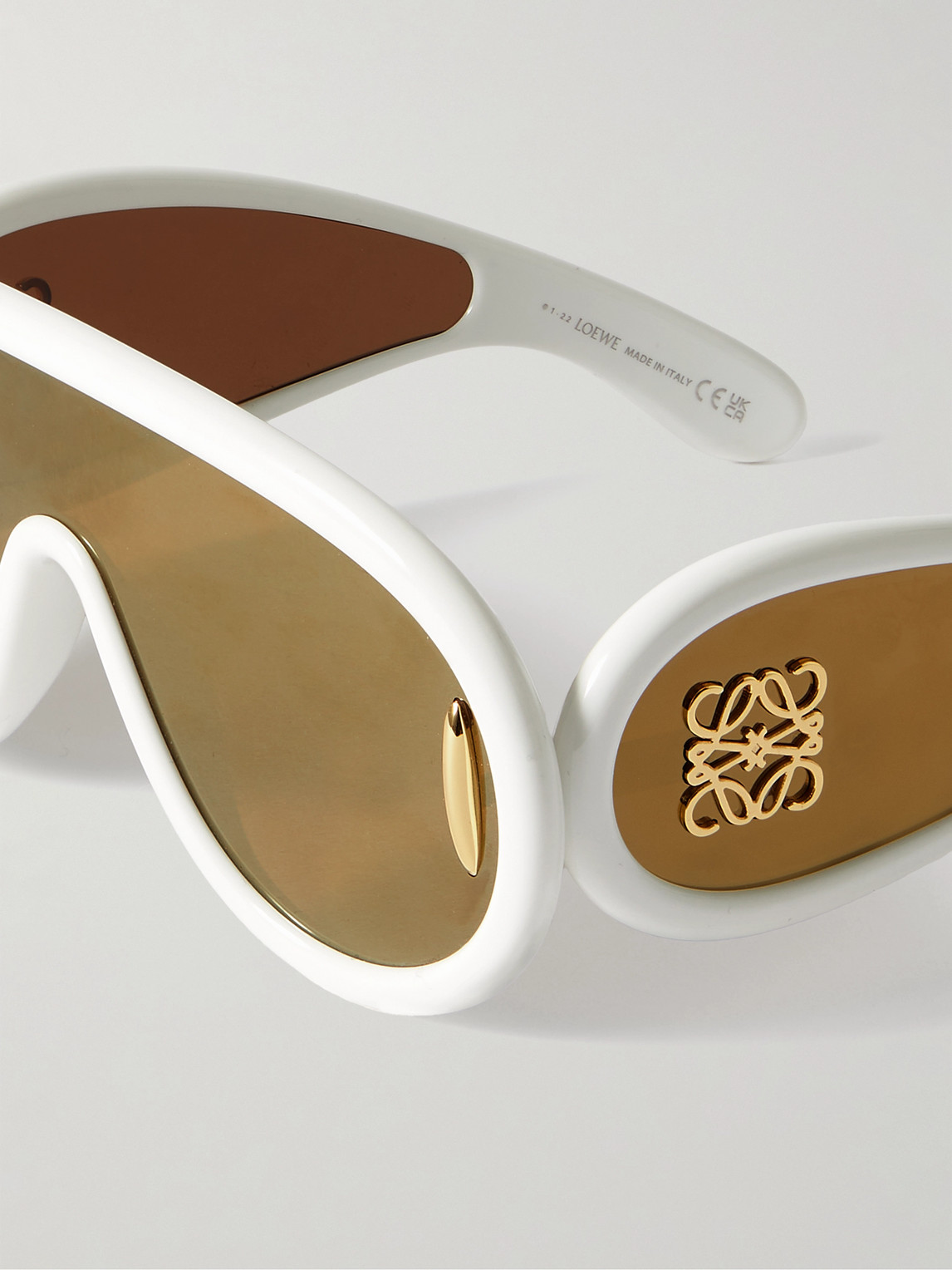 Shop Loewe Paula's Ibiza Wave Mask Oversized D-frame Embellished Acetate Sunglasses In Neutrals