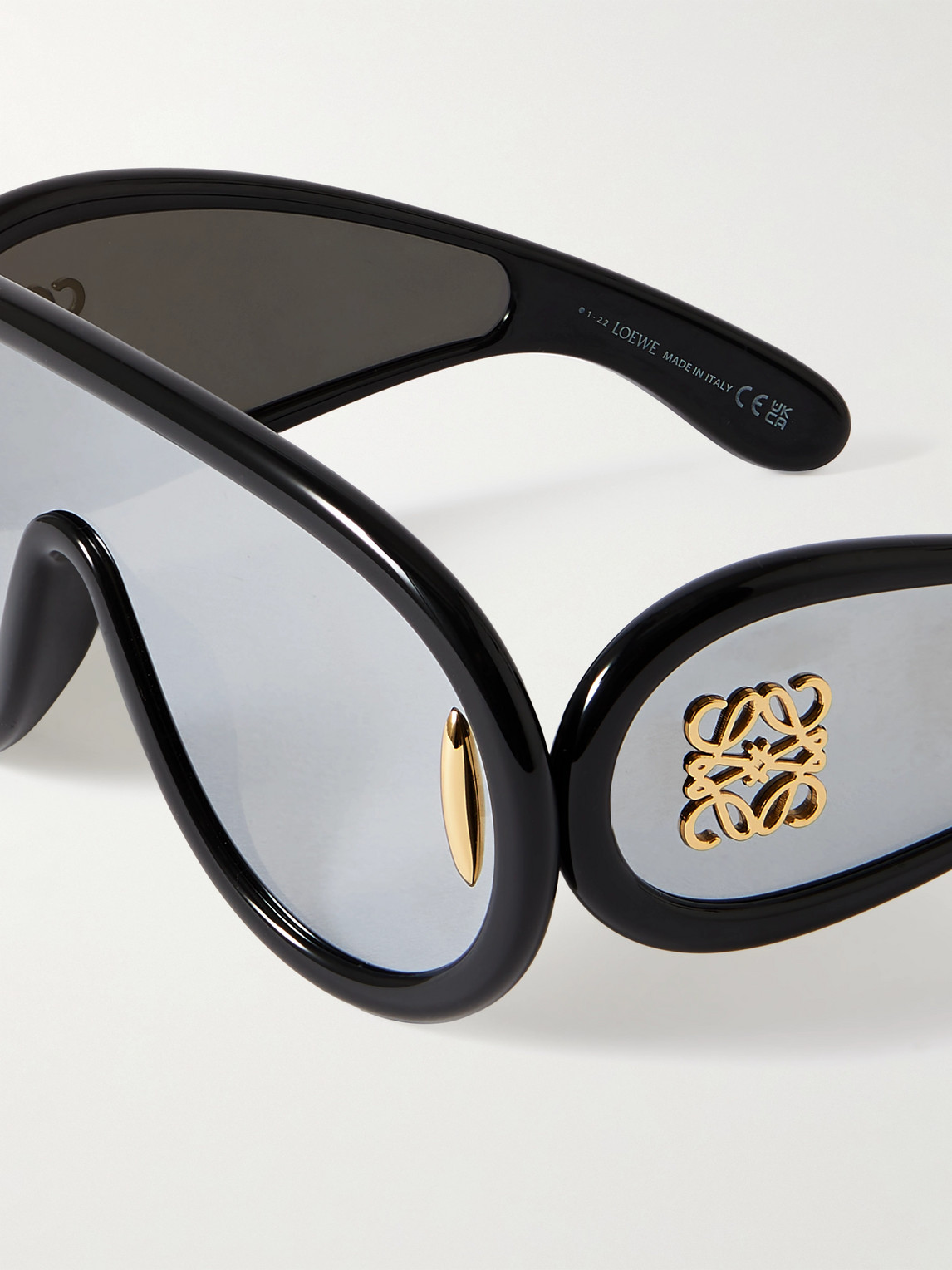 Shop Loewe Paula's Ibiza Wave Mask Oversized D-frame Acetate Sunglasses In Black