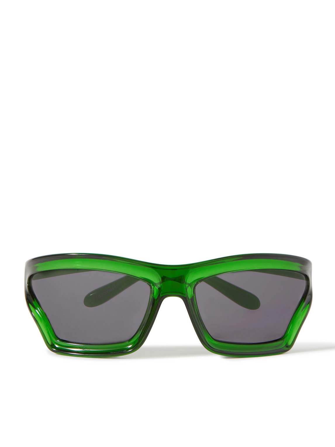 Shop Loewe Paula's Ibiza Sporty Mask Oversized D-frame Acetate Wrap-around Sunglasses In Green