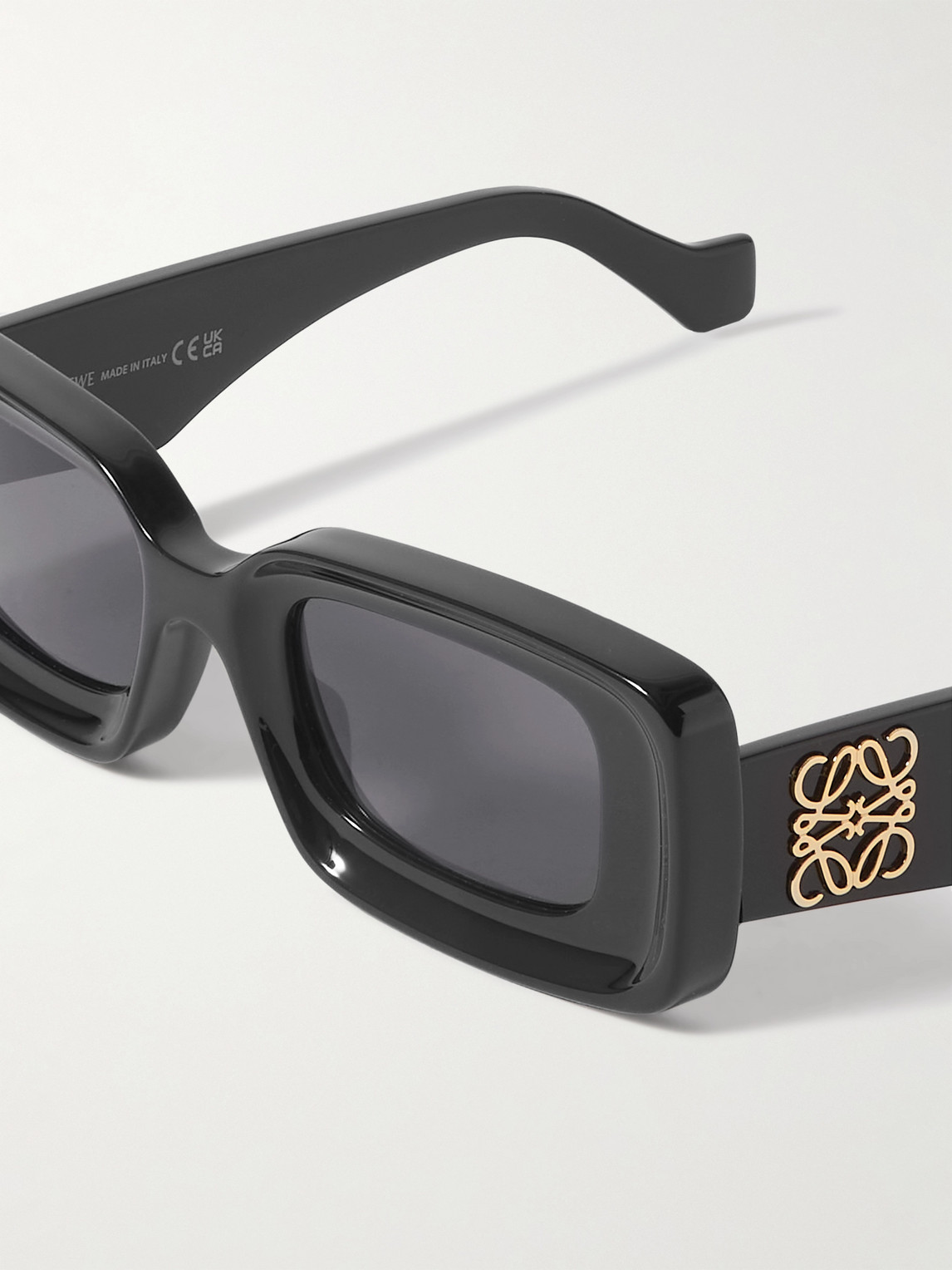 Shop Loewe Anagram Rectangular-frame Acetate Sunglasses In Black