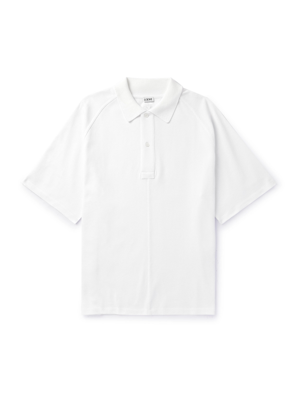 Loewe Logo-embroidered Cotton-piqué Polo Shirt In White