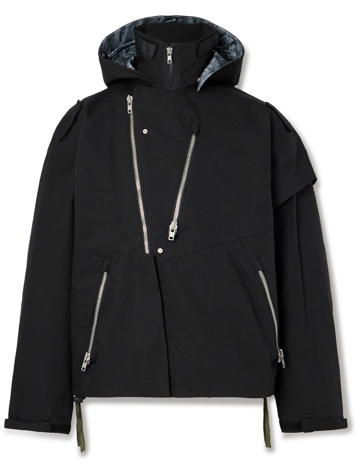 Acronym Rider Panelled 3l Cotton-blend Twill Hooded Jacket In Black