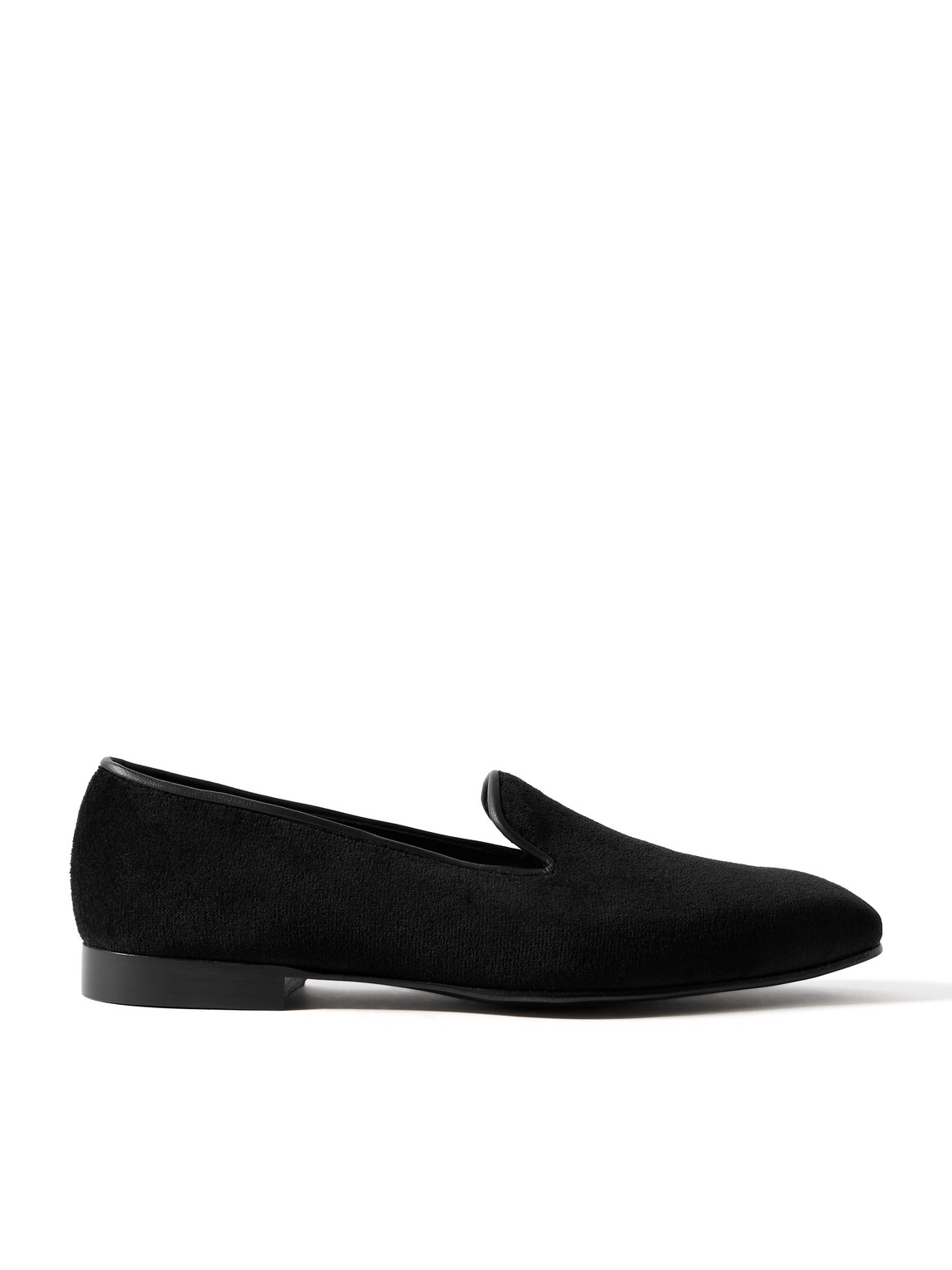 George Cleverley Windsor Leather-trimmed Velvet Loafers In Black